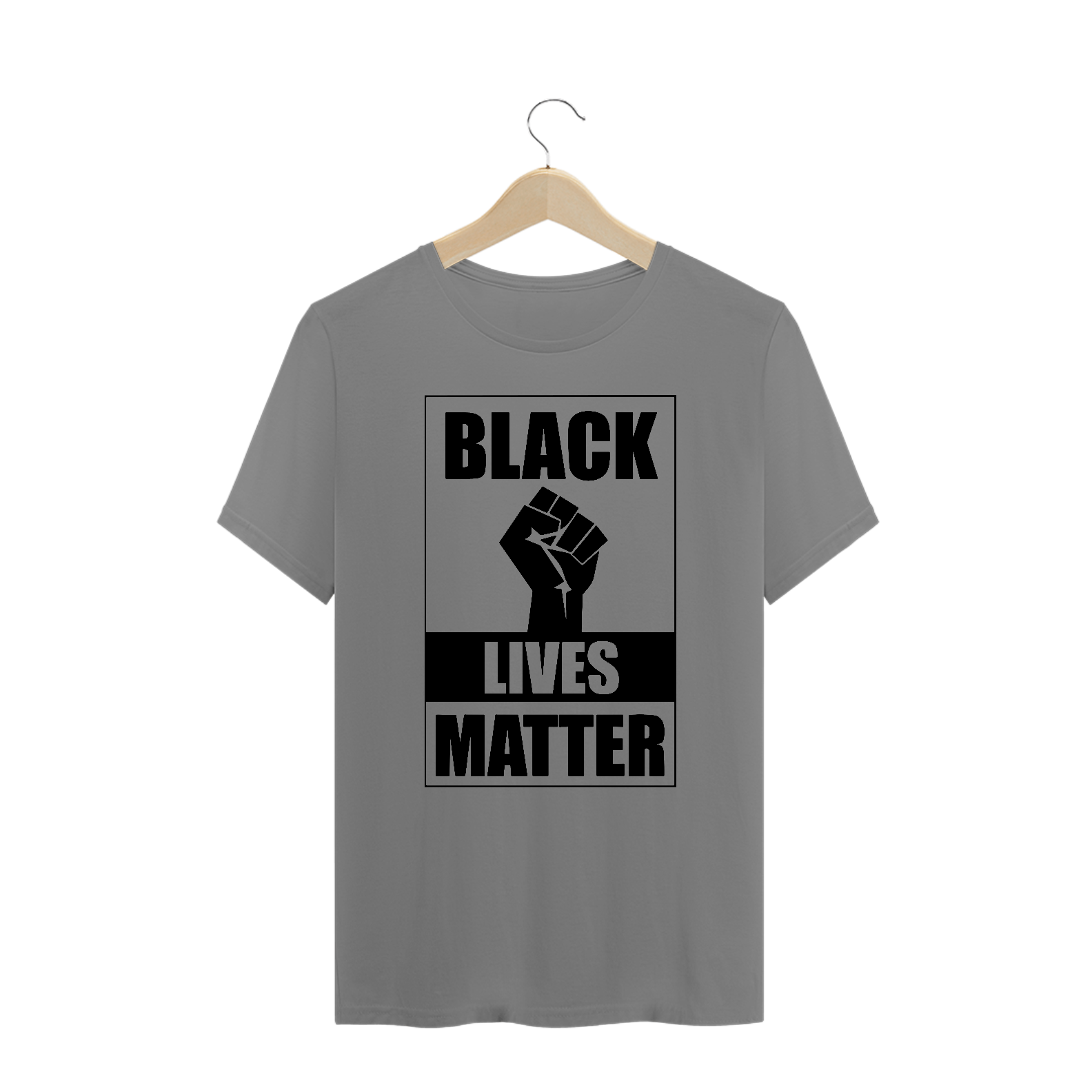 Nome do produto: Camiseta Plus Black Lives Matter (Cinza/Branco/Azul)