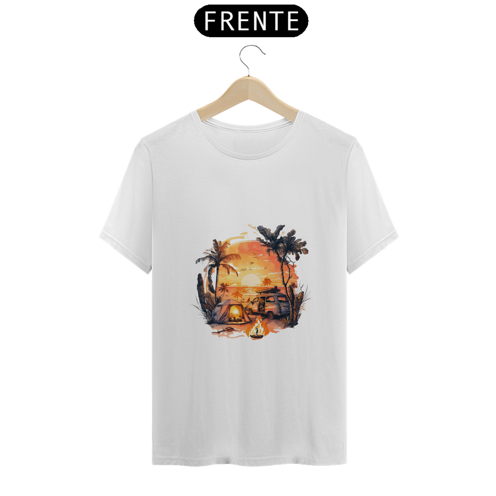 Nome do produto: CAMISETA PAISAGEM FOGUEIRA  100% ALGODÃO, MALHA CARDADA.