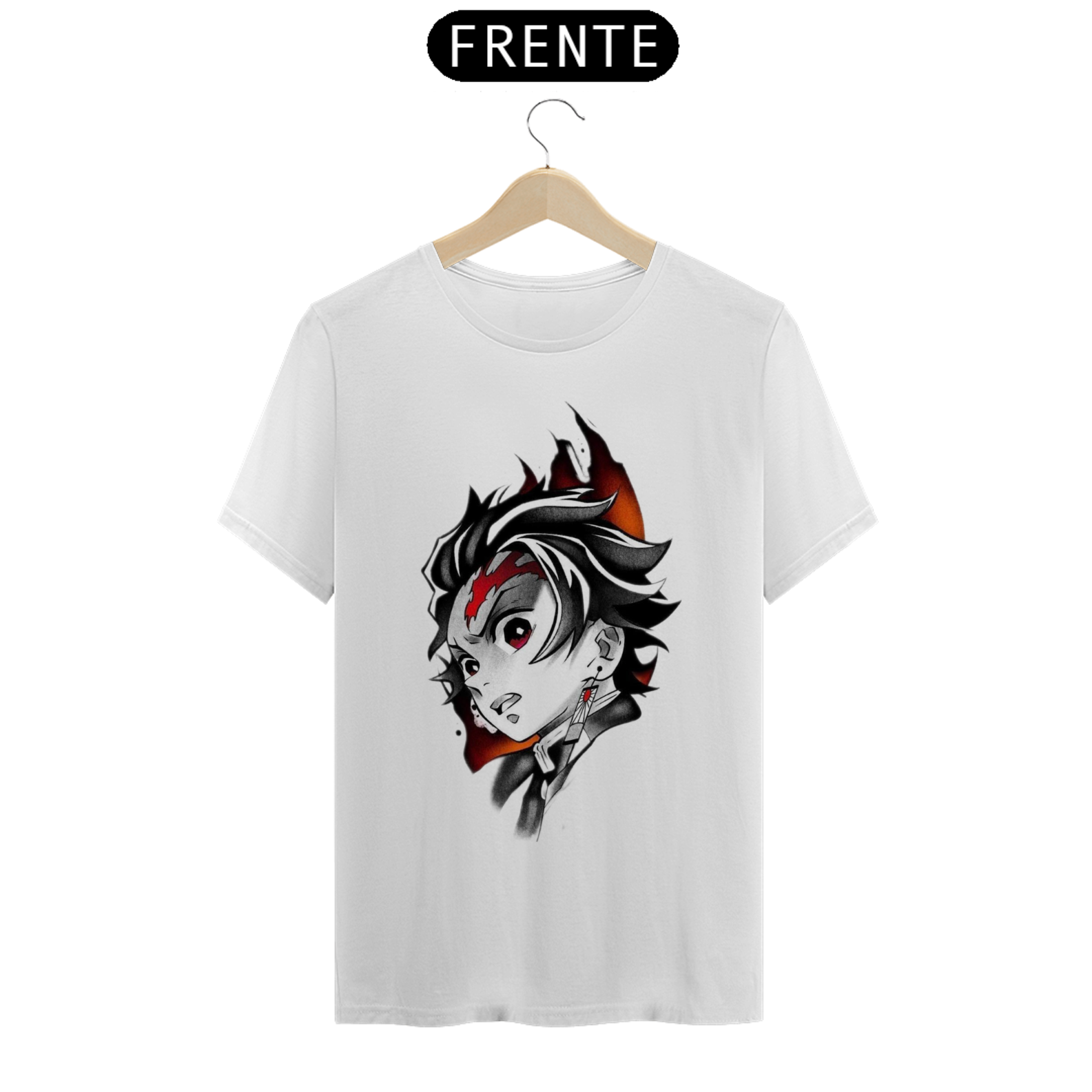 Nome do produto: CAMISETA TANJIRO DEMON SLAYER 100% ALGODÃO, MALHA CARDADA.