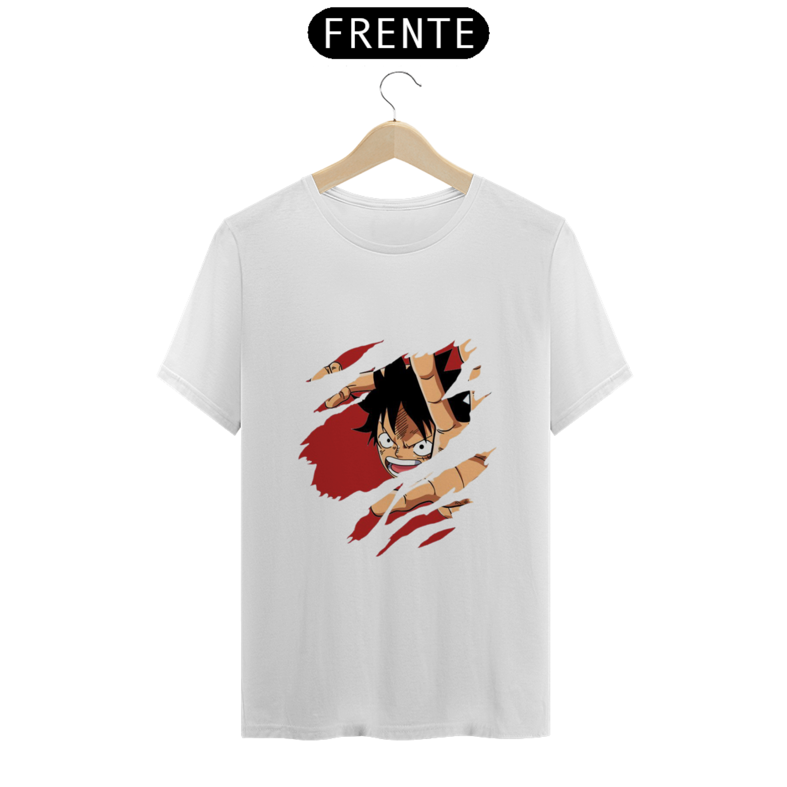 Nome do produto: CAMISETA LUFFY 100% ALGODÃO, MALHA CARDADA.