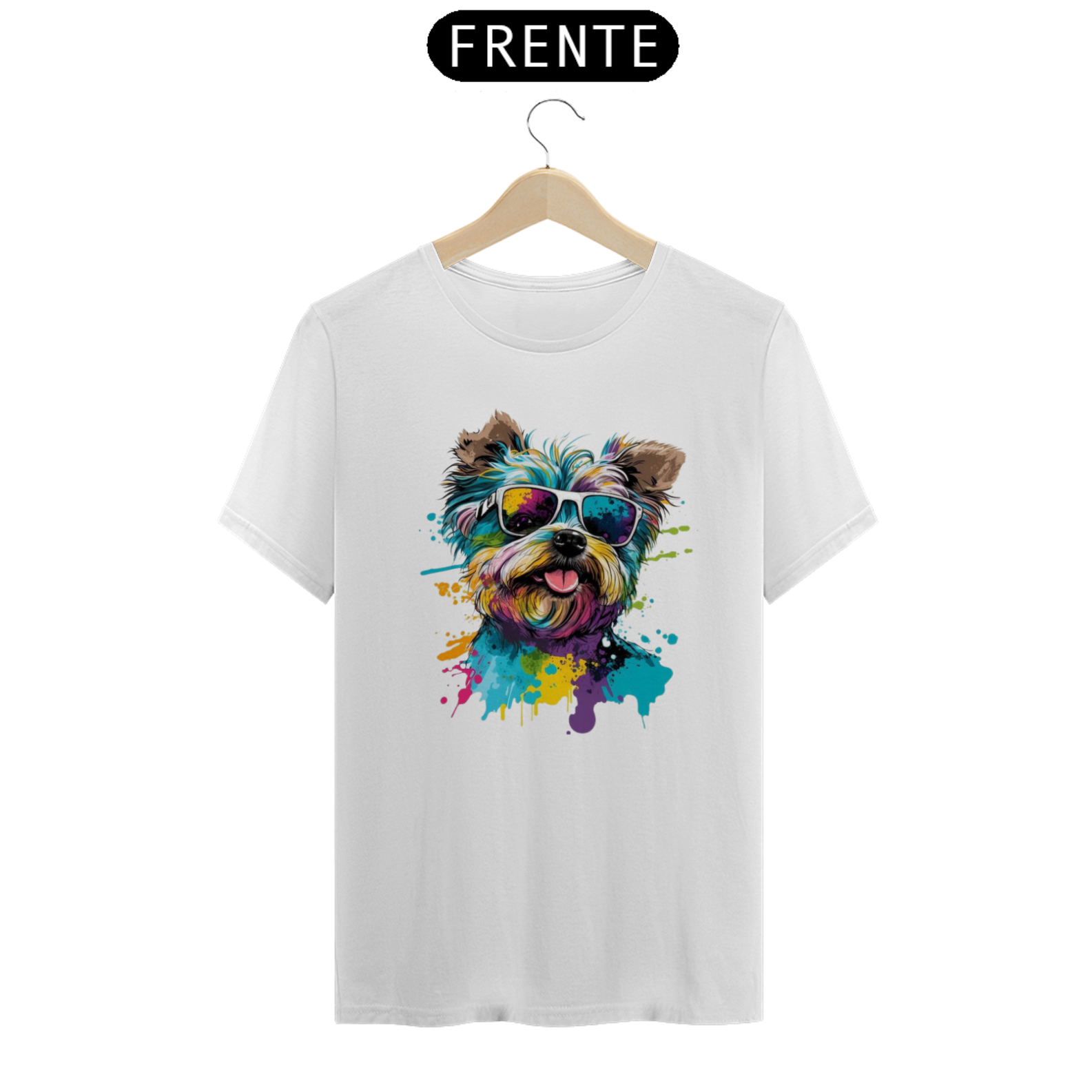 Nome do produto: CAMISETA CACHORRO COLORIDO 