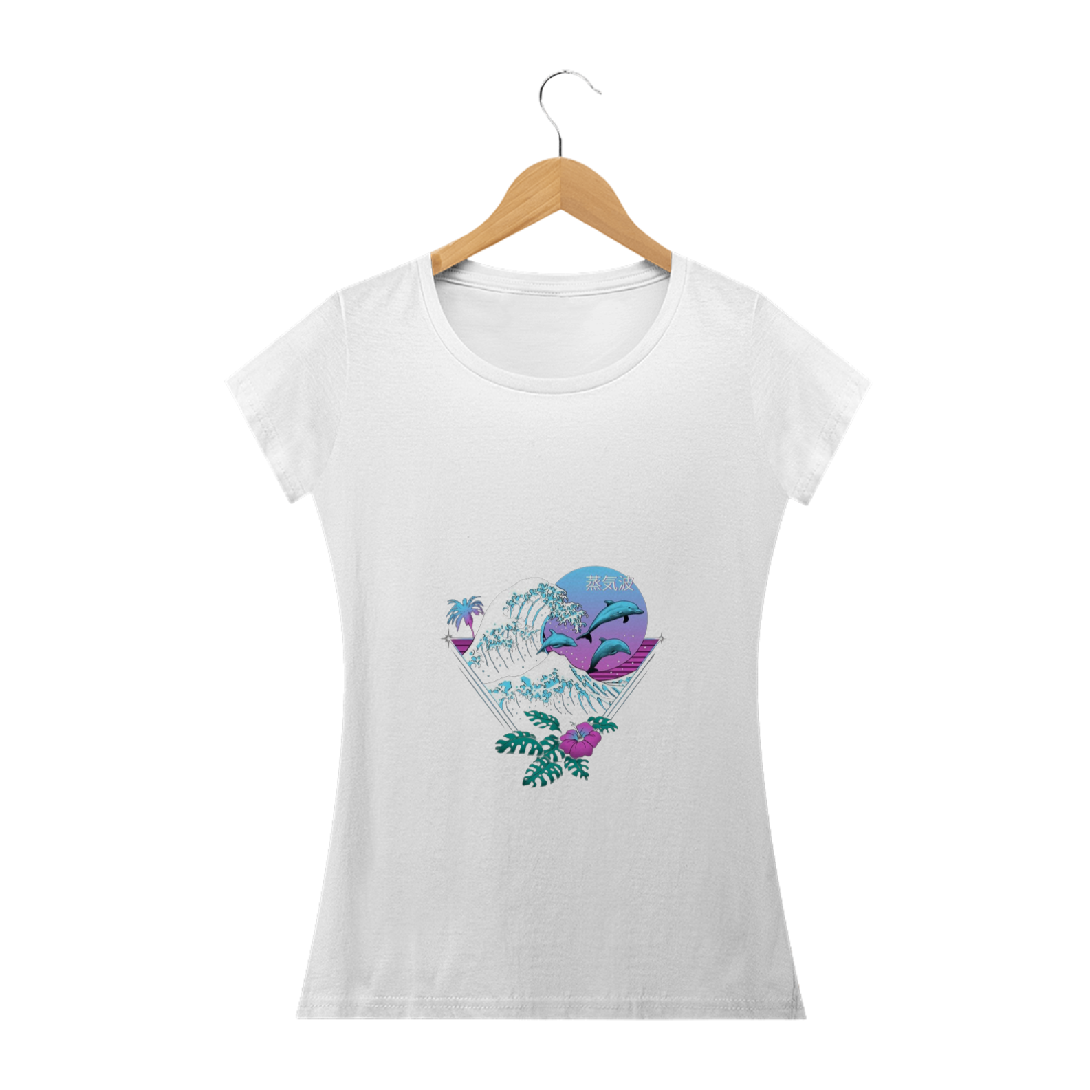 Nome do produto: CAMISETA PAISAGEM DE GOLFINHO 100% ALGODÃO, MALHA CARDADA.