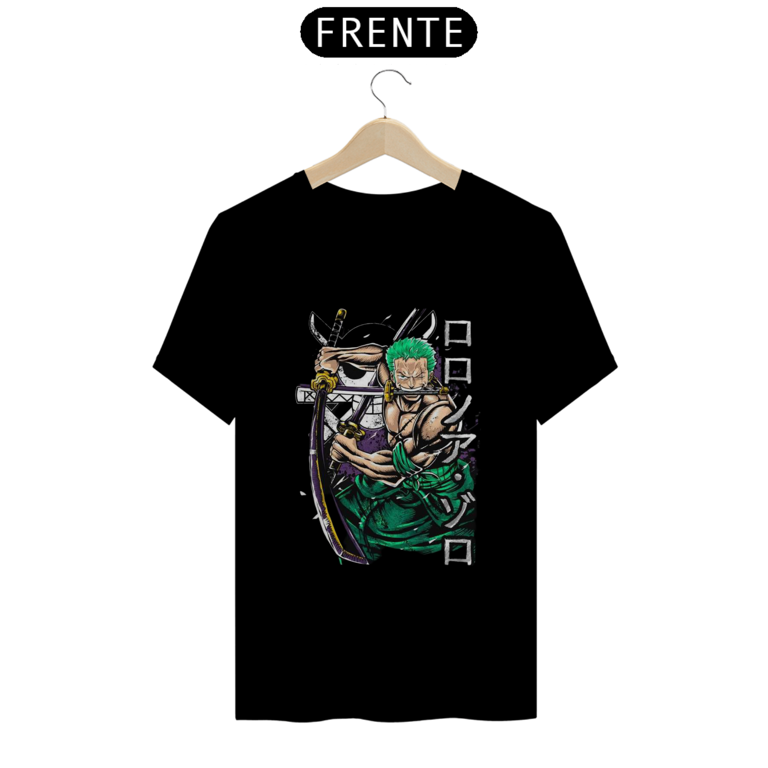 Nome do produto: CAMISETA ZORO 100% ALGODÃO, MALHA CARDADA.
