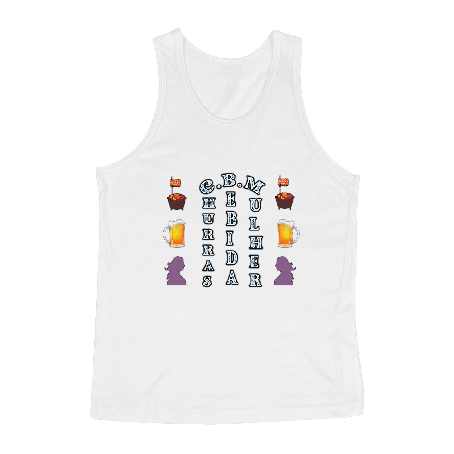 Nome do produto: Regata Churras, bebida, mulher