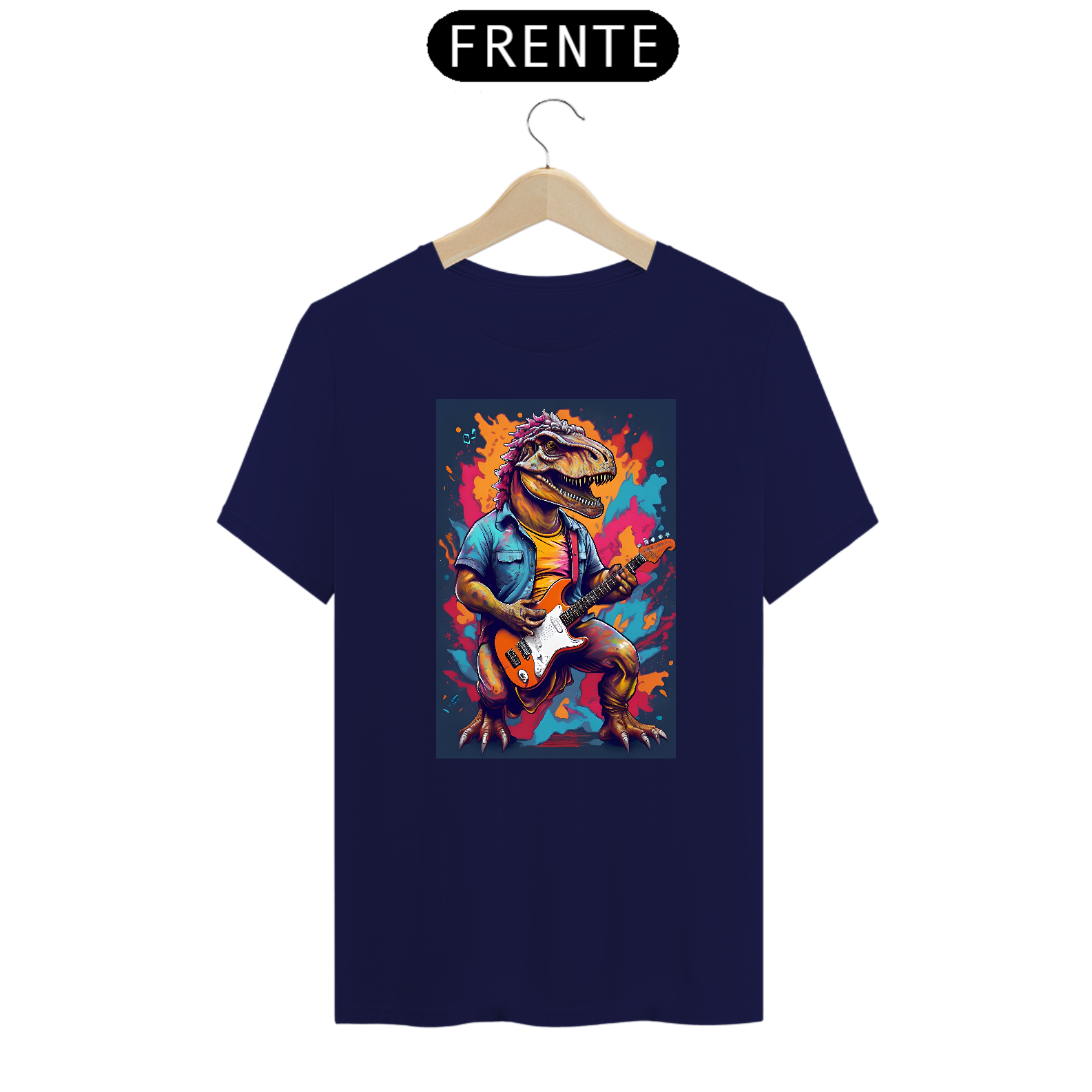 Nome do produto: Camiseta t-rex guitarrista