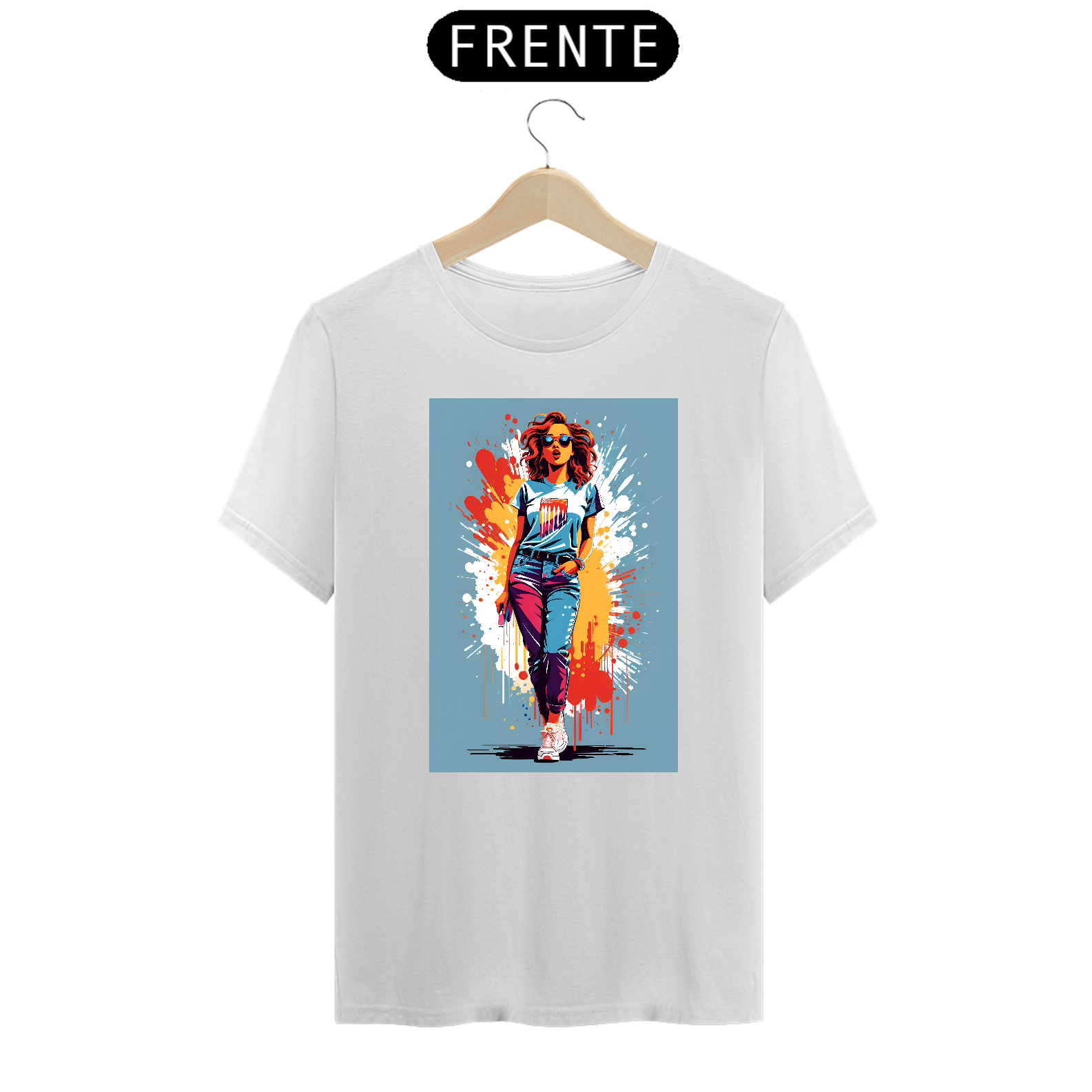 Nome do produto: Camiseta desenho garota colorida