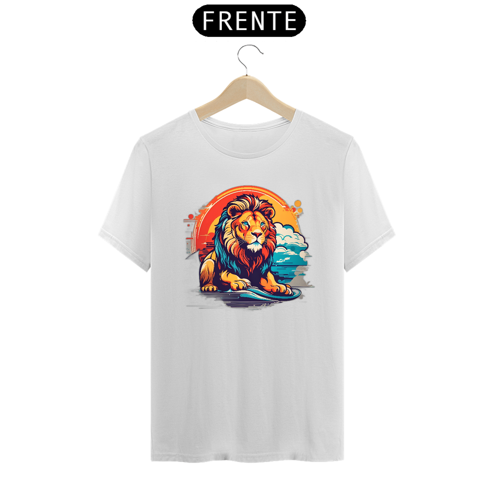 Nome do produto: Camiseta desenho Leão na Praia