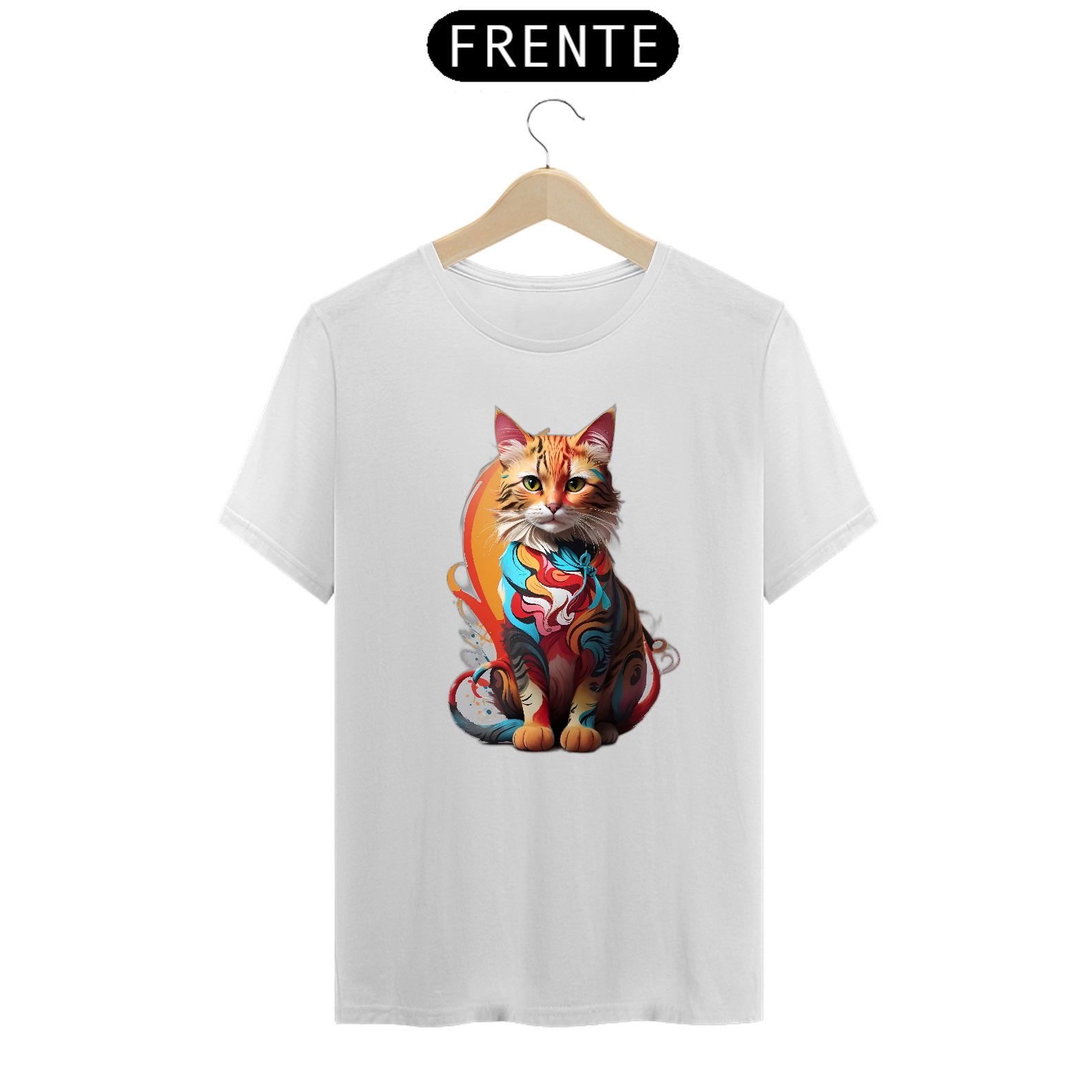 Nome do produto: Camiseta gato colorido