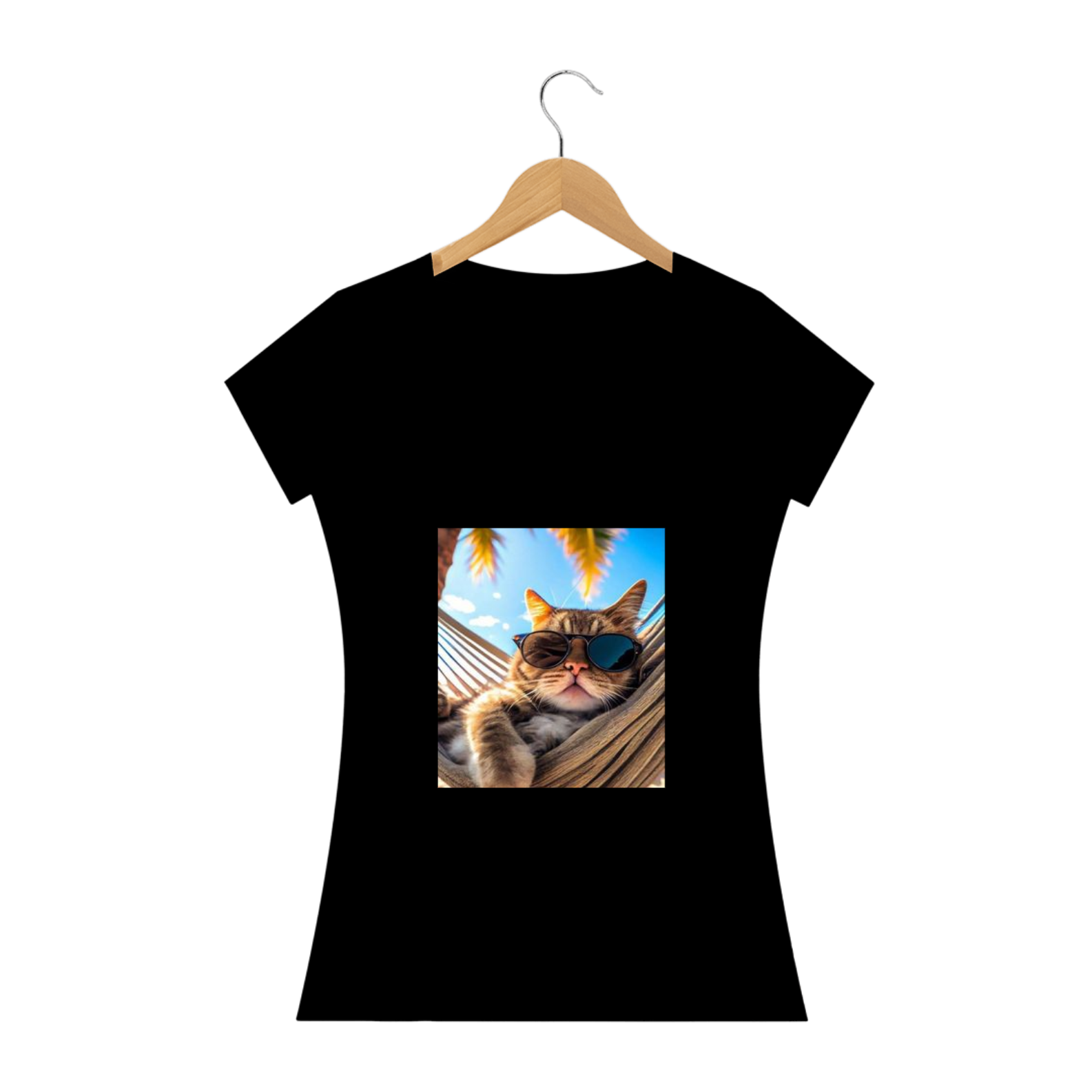 Nome do produto: Camiseta Feminina Gato na Rede