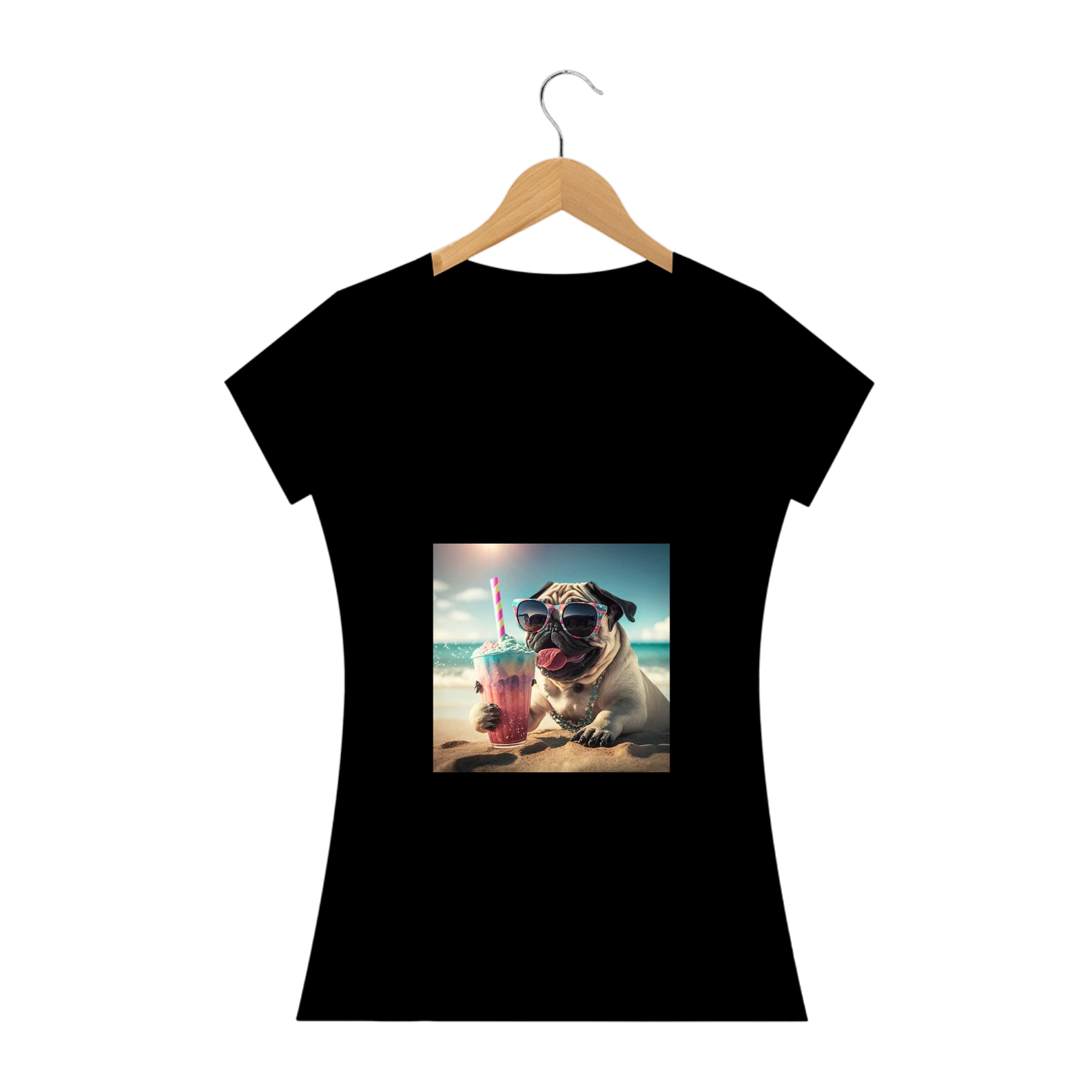 Nome do produto: Camiseta Feminina Pug Milk Shake
