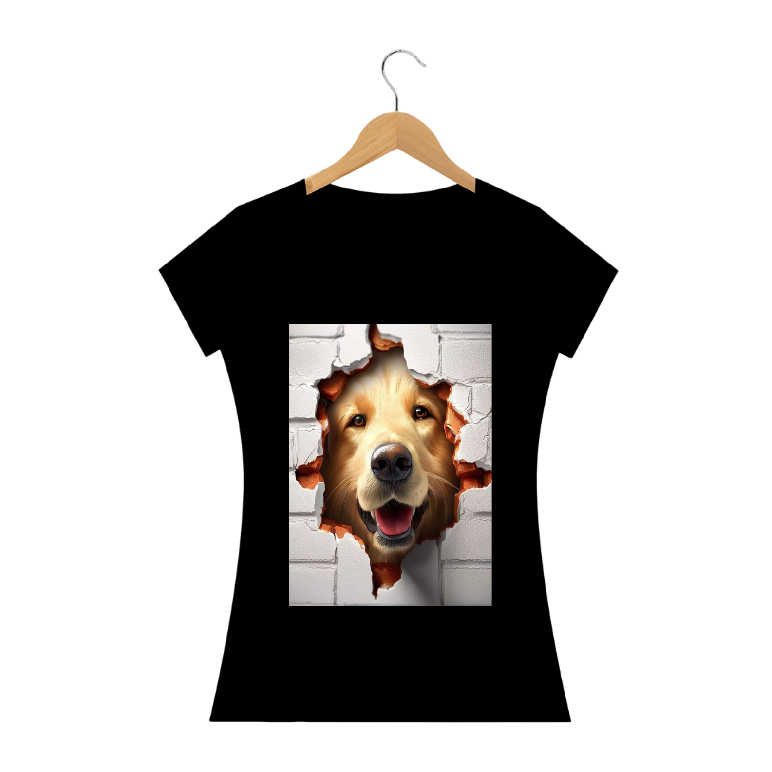 Nome do produto: Camiseta Feminina Labrador Na Parede