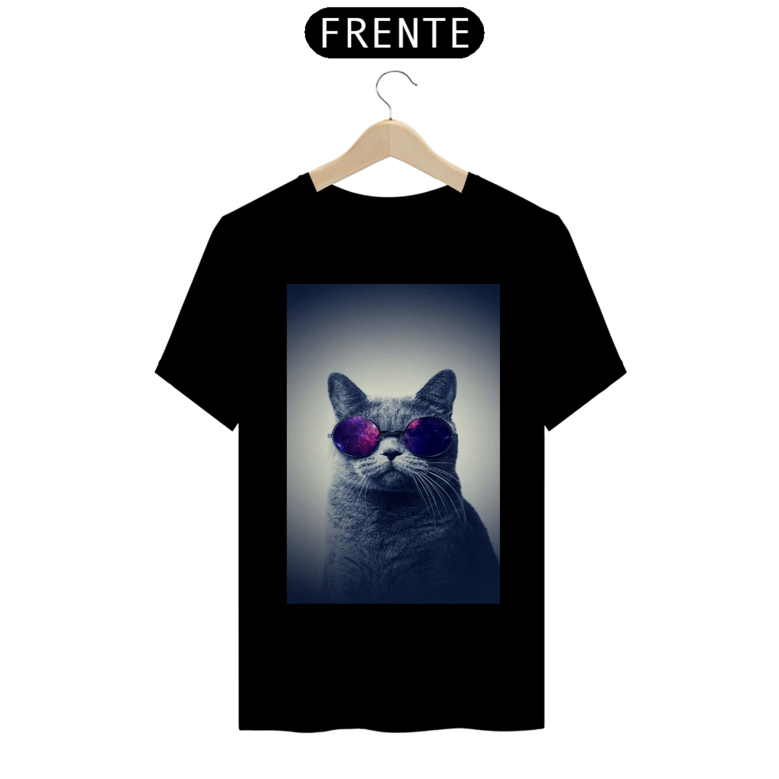 Nome do produto: Camiseta Gato com Óculos Roxo