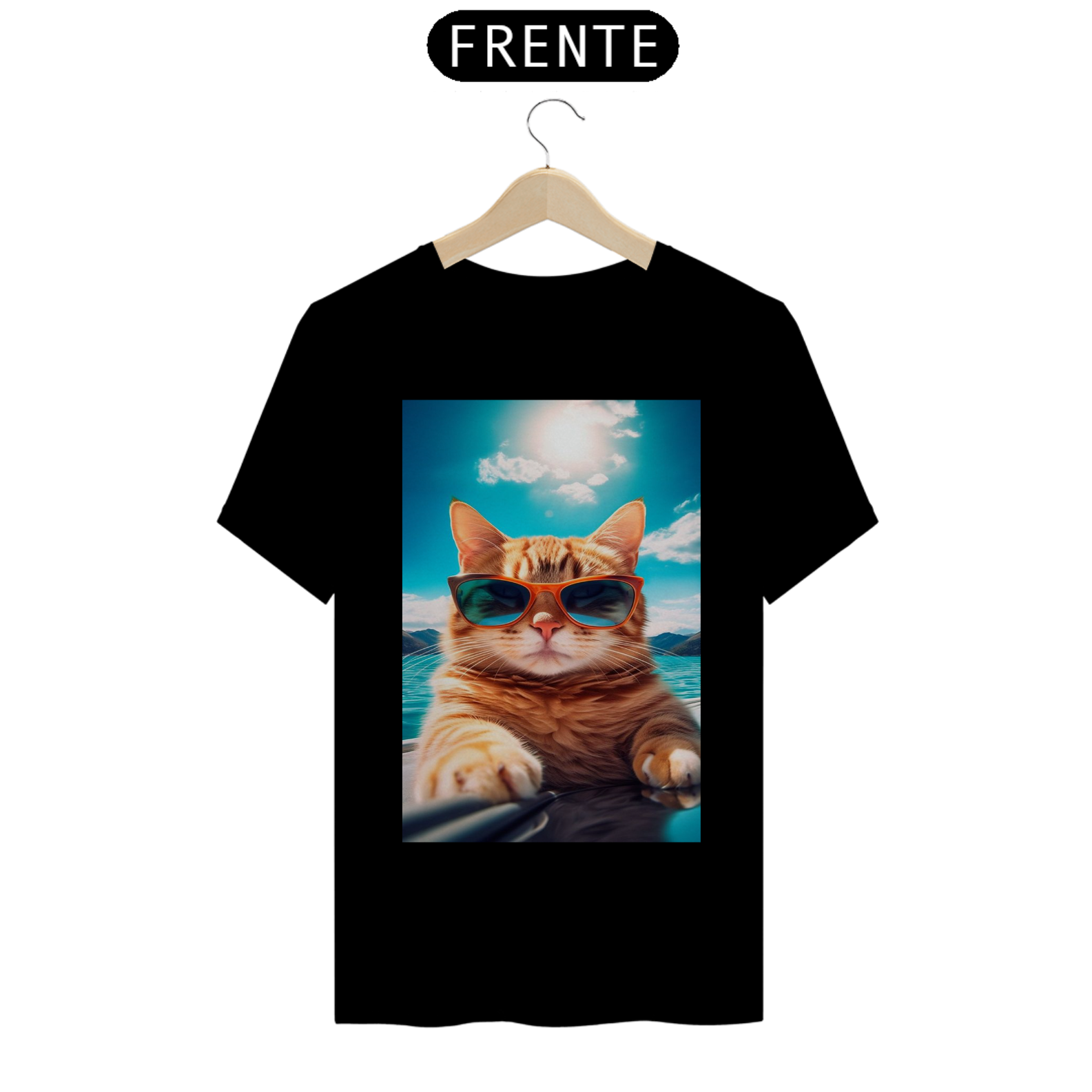 Nome do produto: Gato com Óculos Escuros Tomando Sol