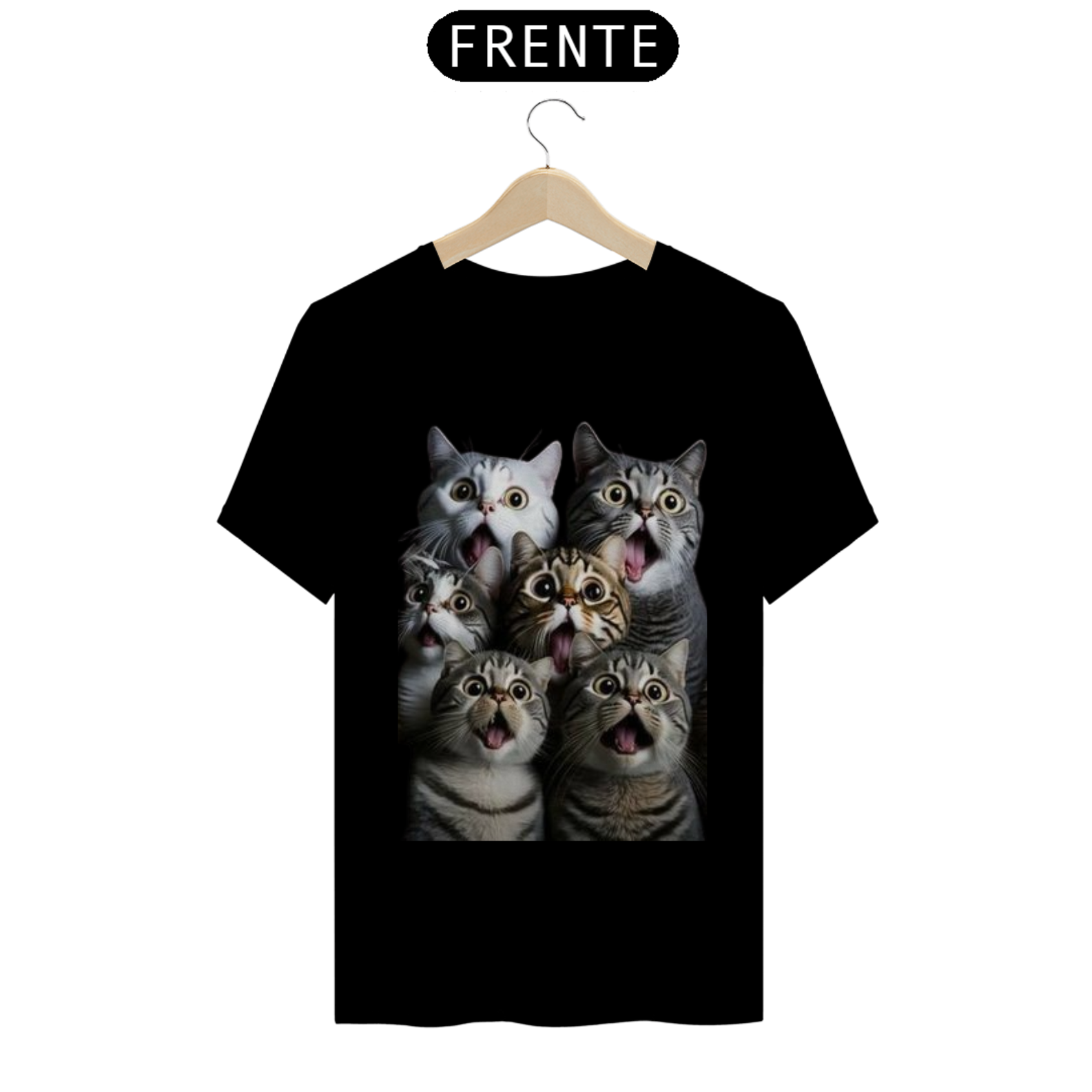 Nome do produto: Camiseta Gatos Assustados