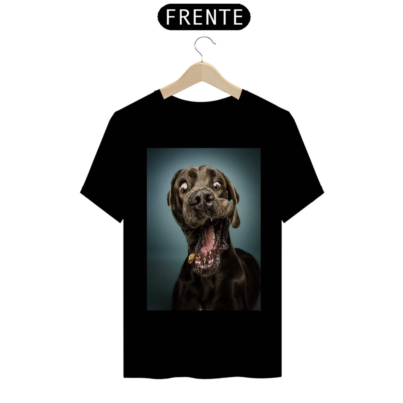 Nome do produto: Camiseta cachorro com a boca aberta