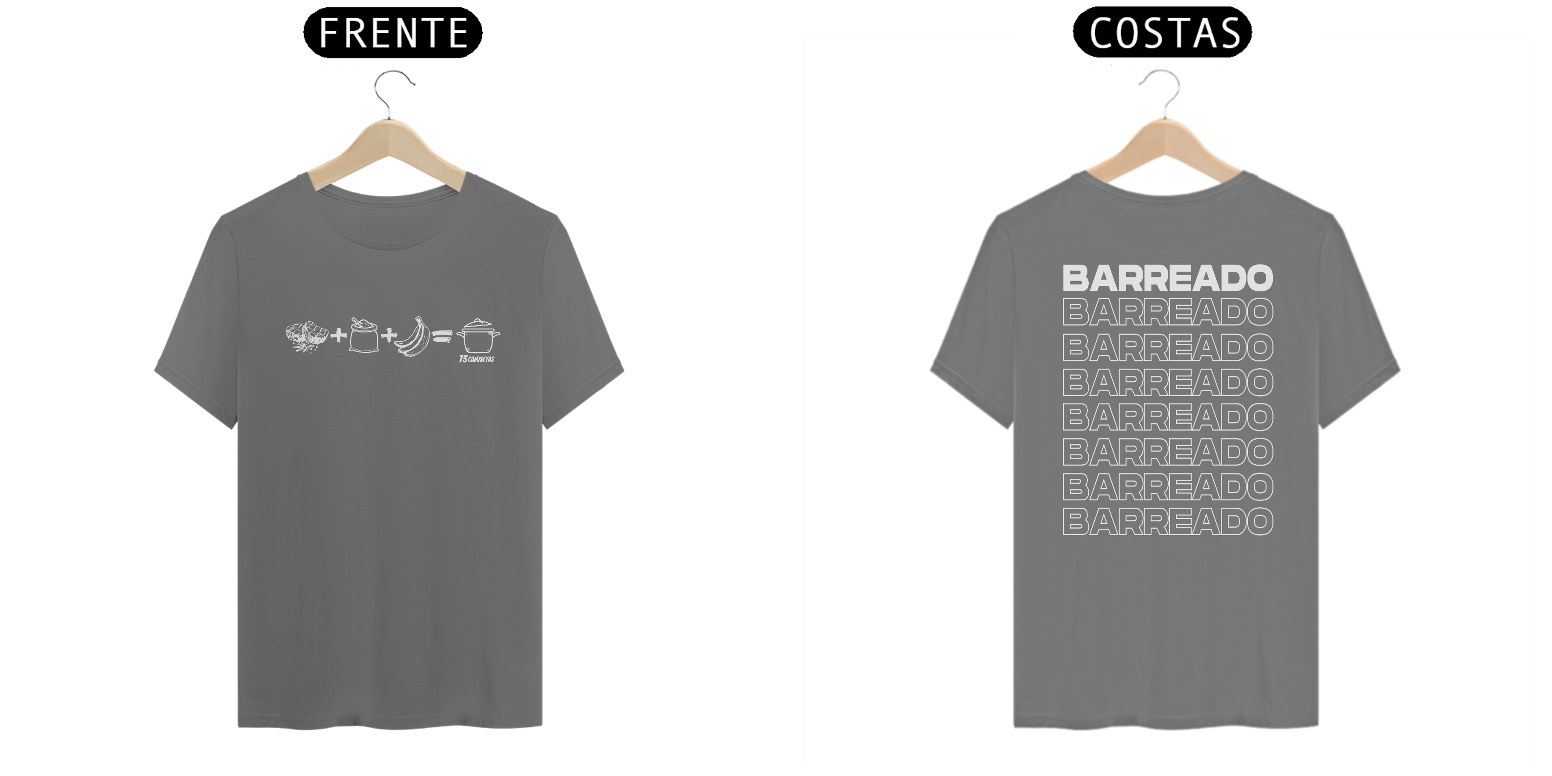 Nome do produto: T-shirt estonada Receita de Barreado Branco 