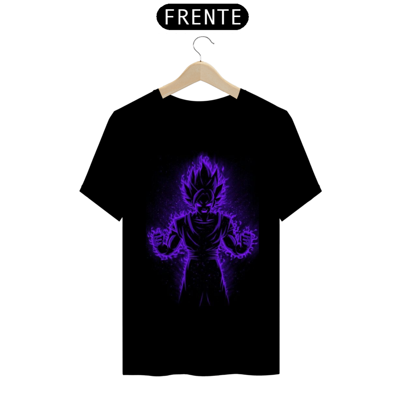 Nome do produto: Camisa Preta Goku Roxo Masculino