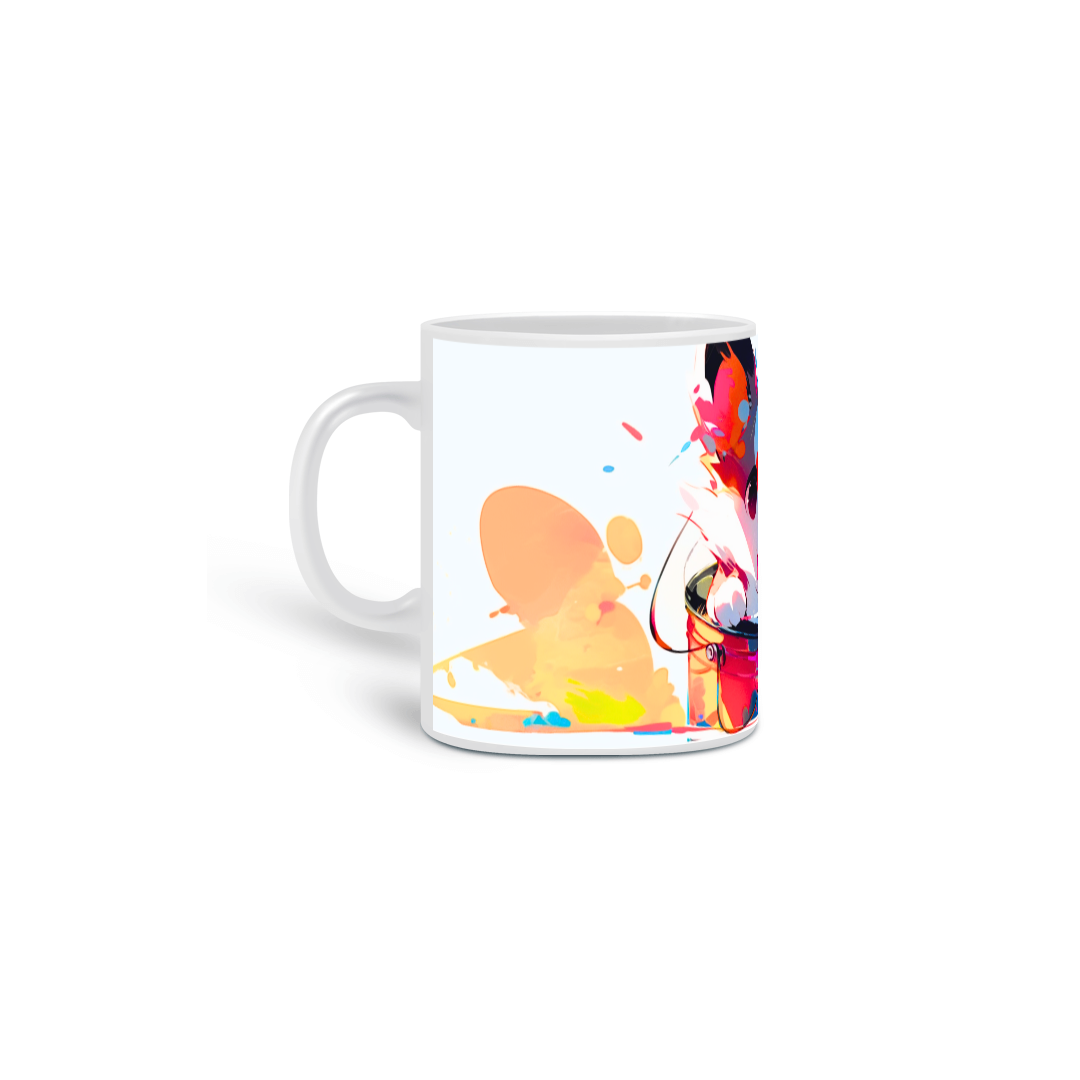 Nome do produto: Caneca Cachorro Colorido em Tinta Arco-Íris
