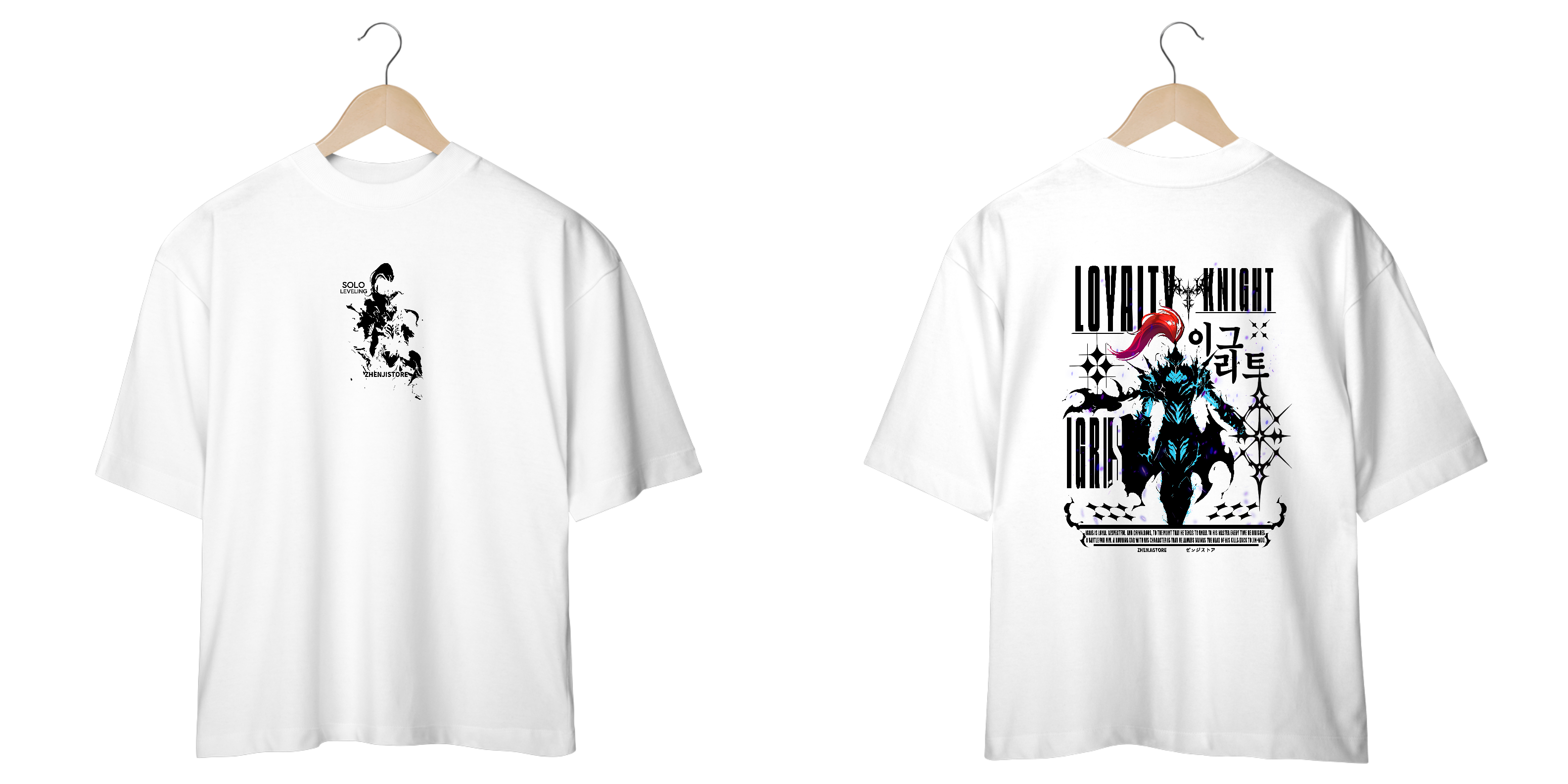 Oversize Solo Leveling frente e verso - Igris