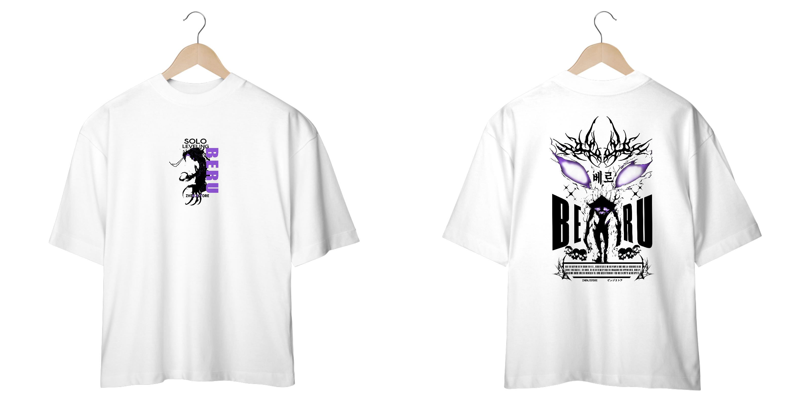 Oversize Solo Leveling frente e verso - Beru