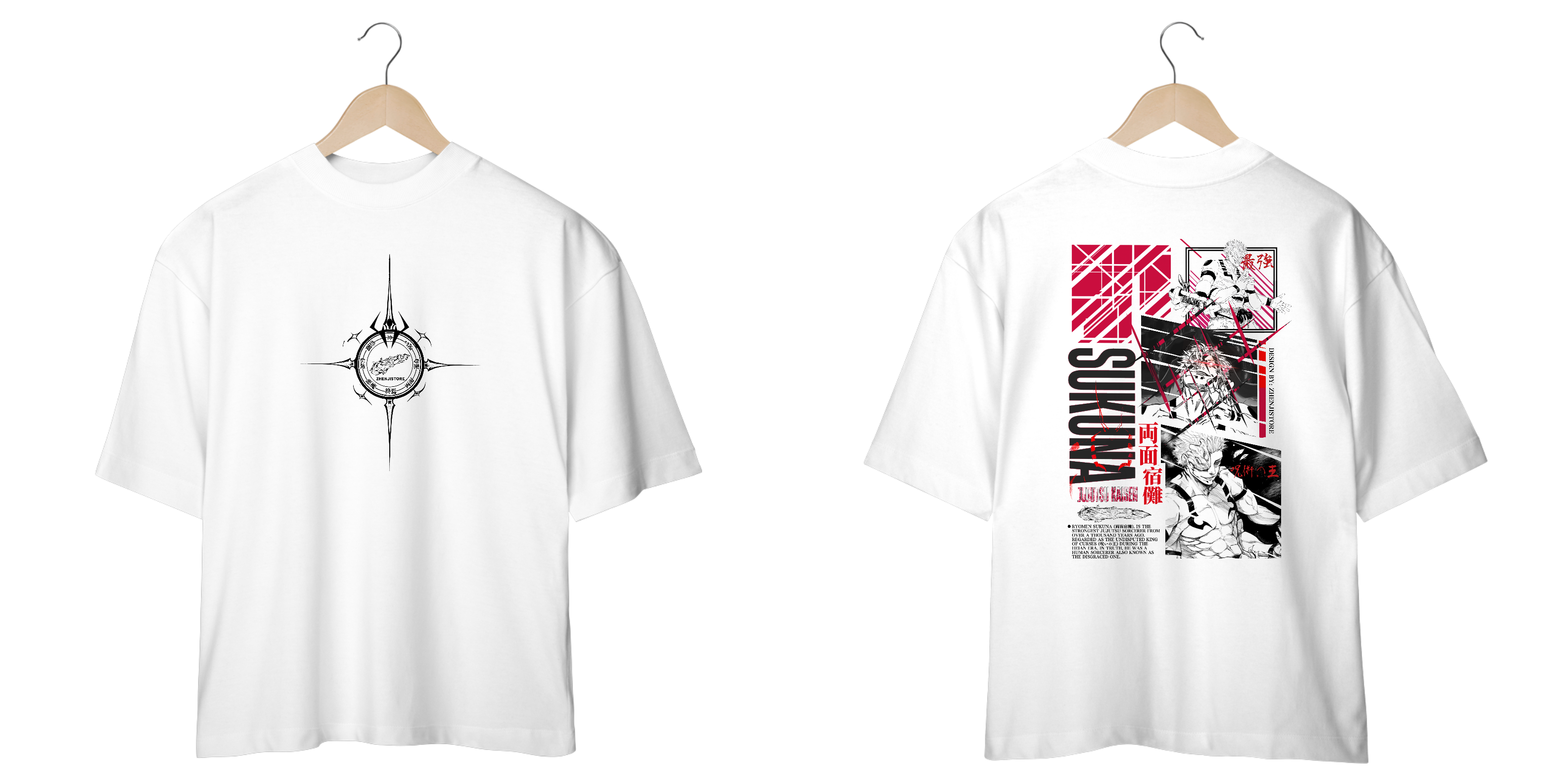 Oversize Jujutsu Kaisen frente e verso - Sukuna