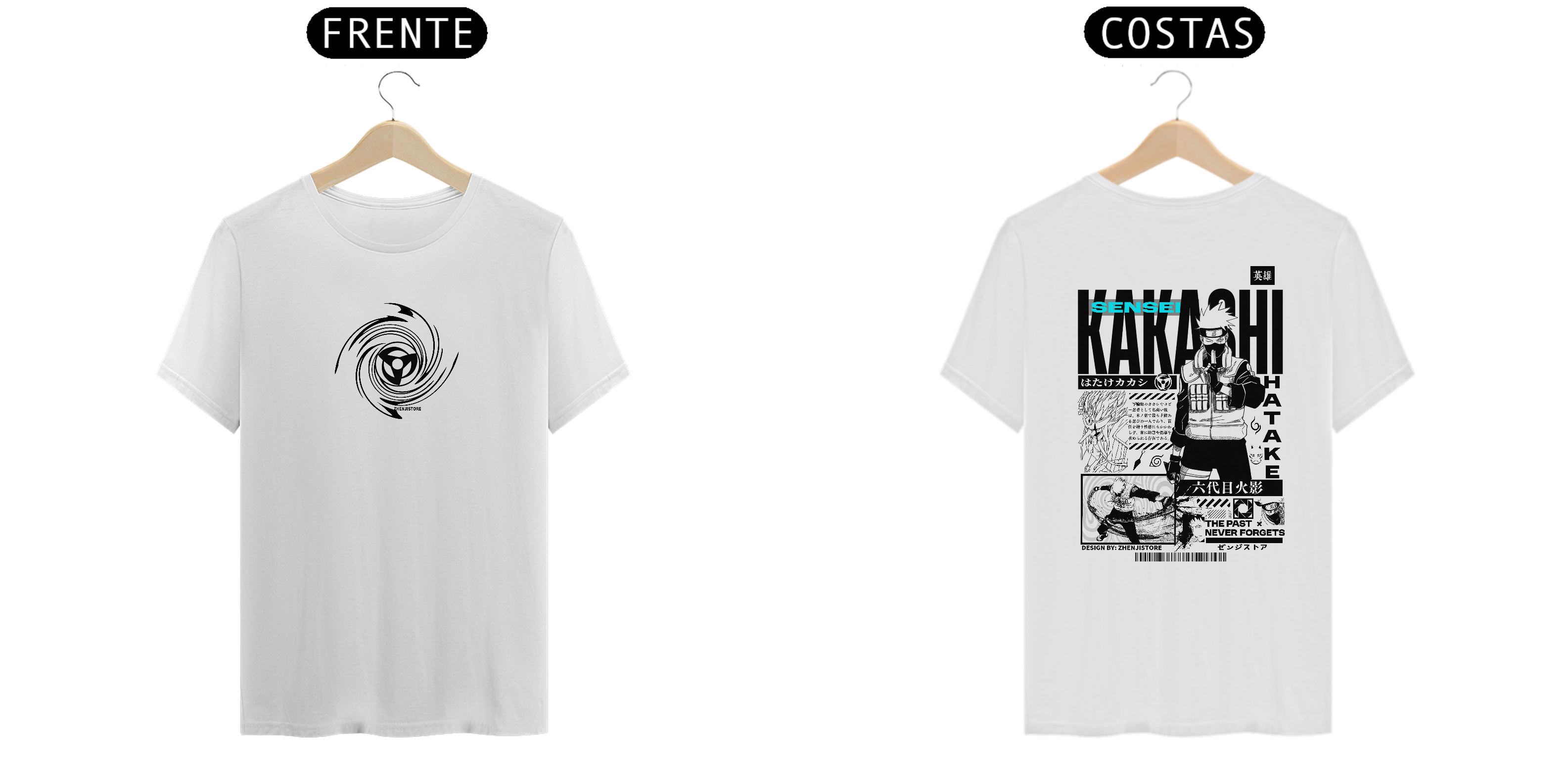 Camiseta Naruto frente e verso - Kakashi Hatake