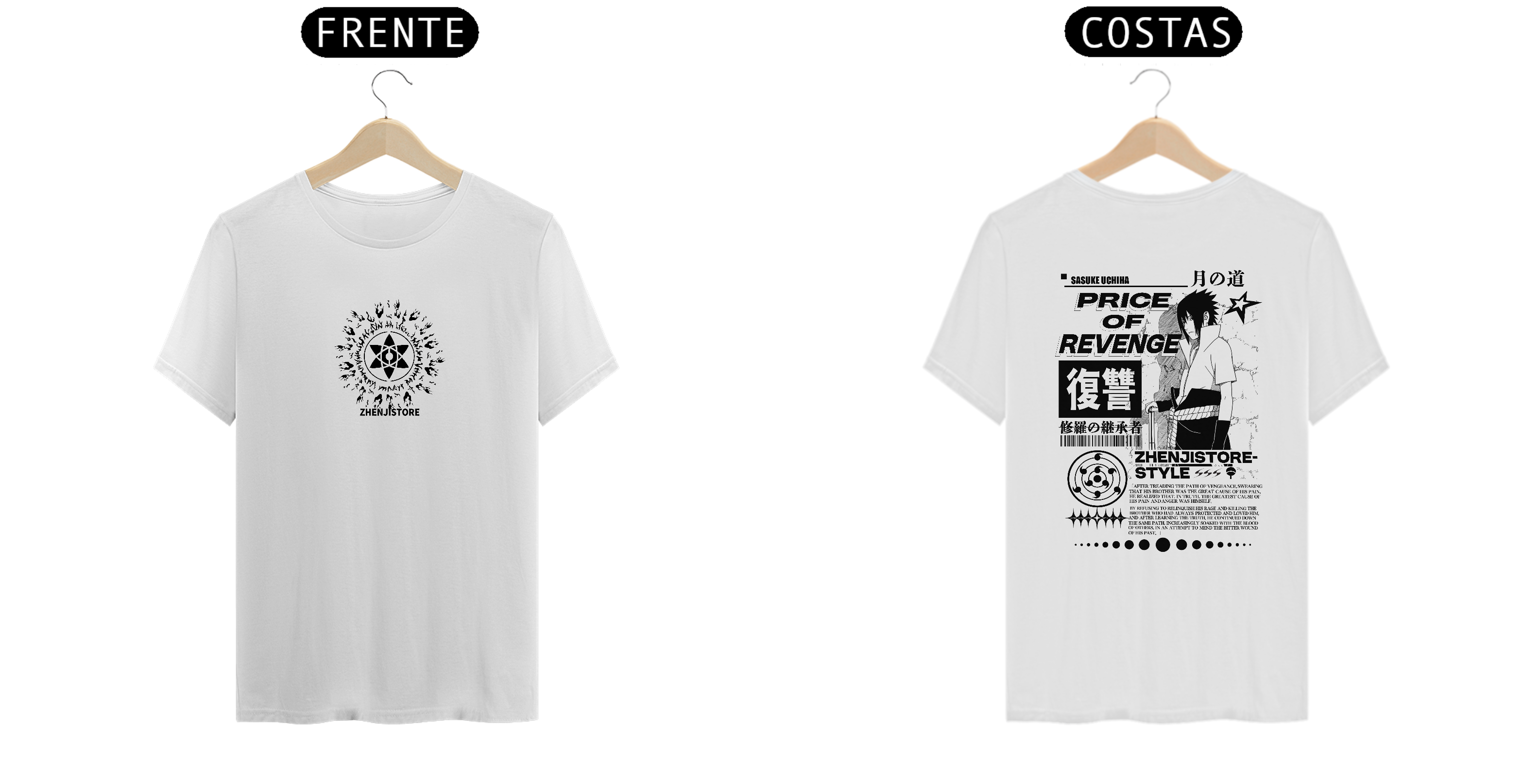 Camiseta Naruto frente e verso - Sasuke Uchiha
