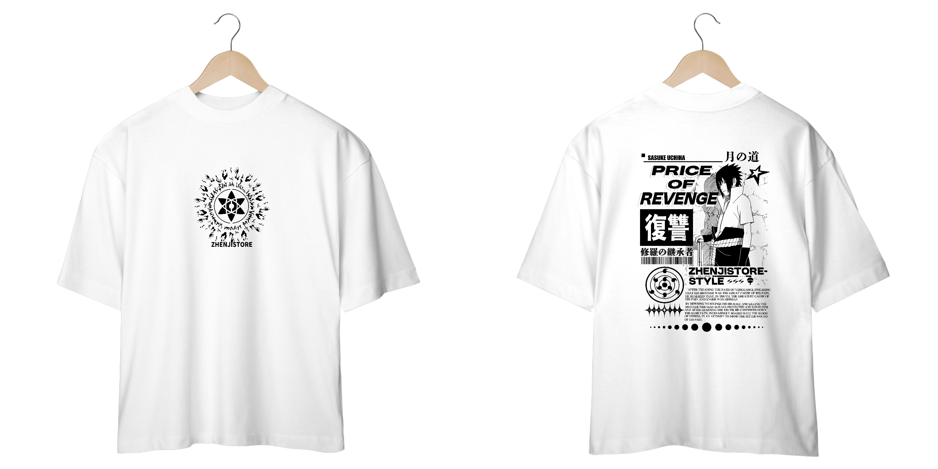 Overize Naruto frente e verso - Sasuke Uchiha