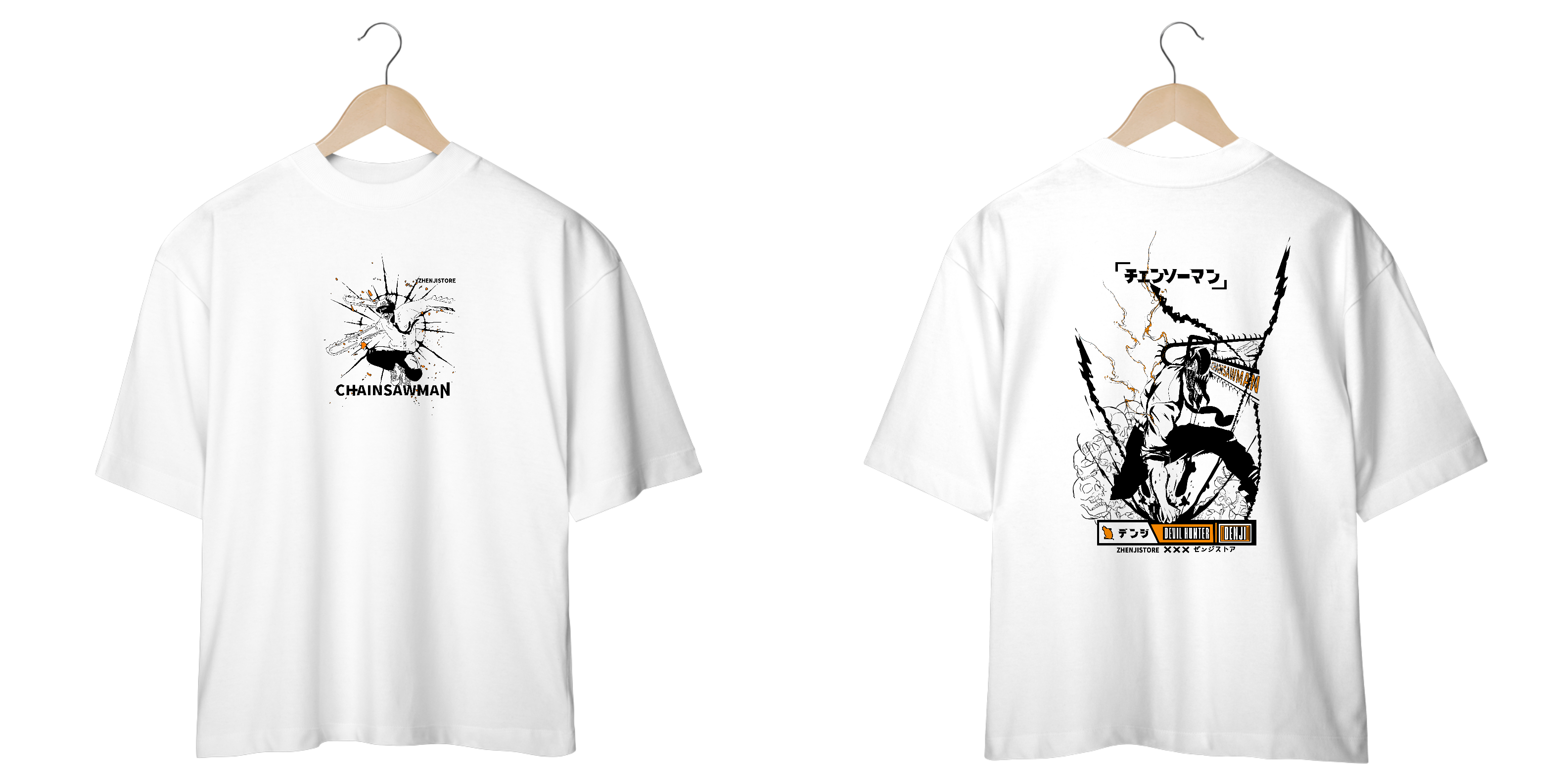 Oversize Chainsawman frente e verso - Denji