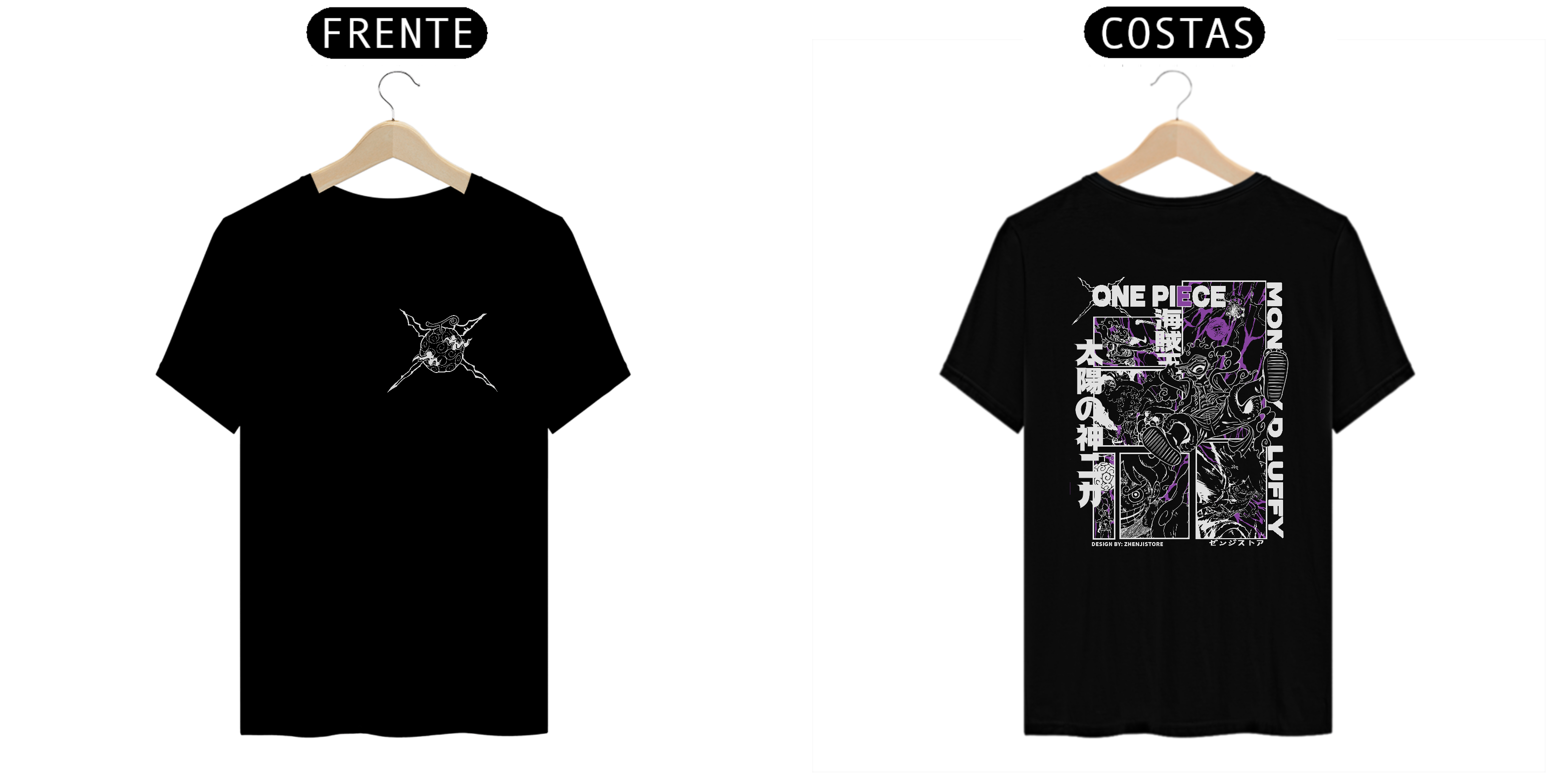 Camiseta estampa dupla One Piece - Luffy Gear 5 dark colors