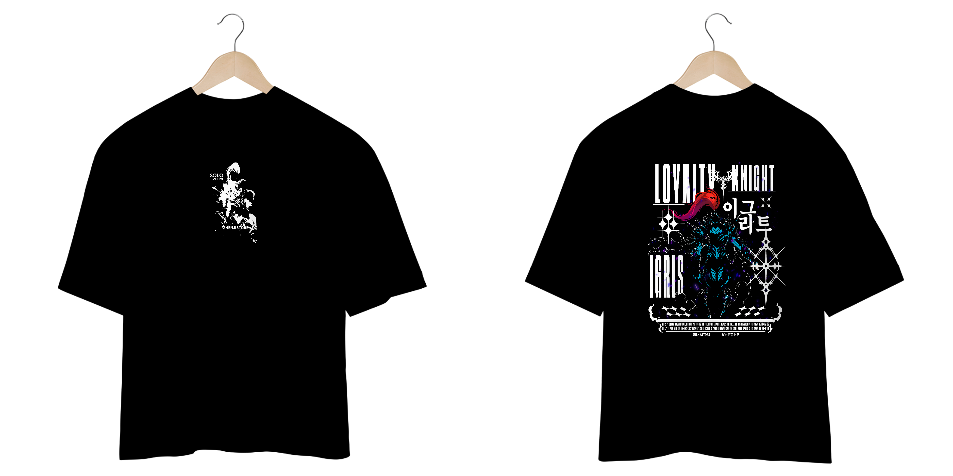 Nome do produto: Oversize Solo Leveling frente e verso - Igris dark colors