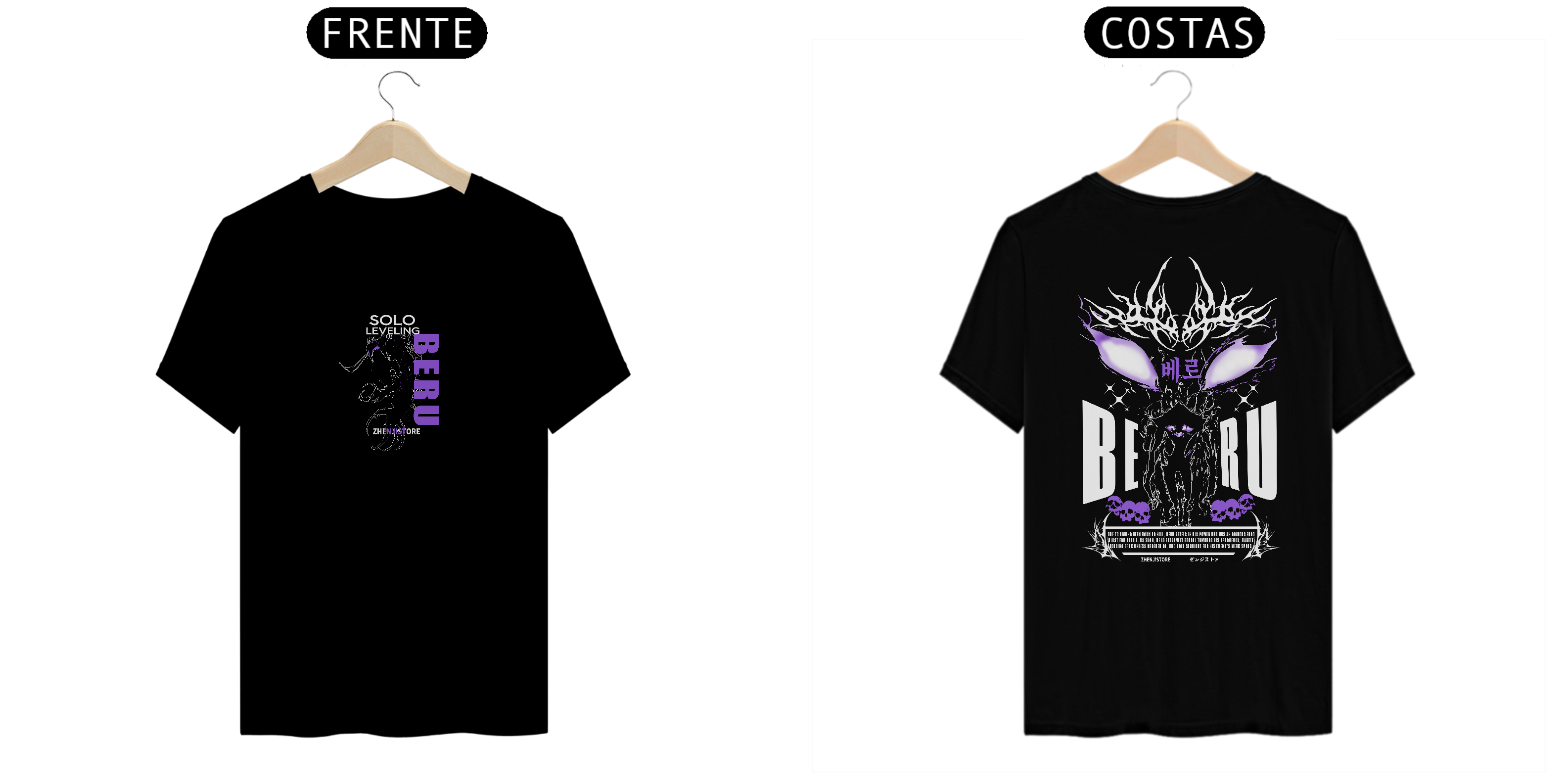 Camiseta Solo Leveling frente e verso - Beru dark colors