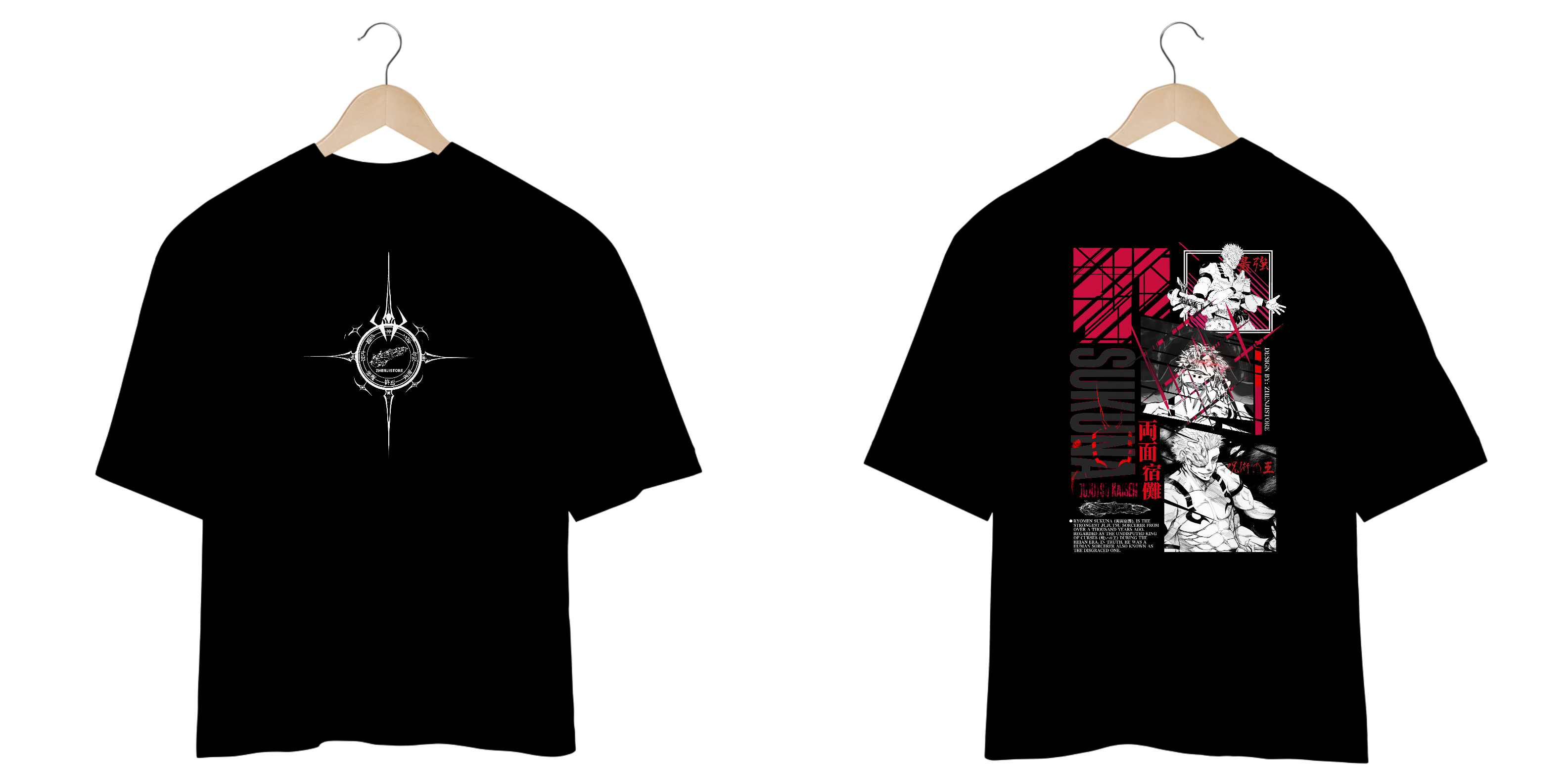 Oversize Jujutsu Kaisen frente e verso - Sukuna dark color