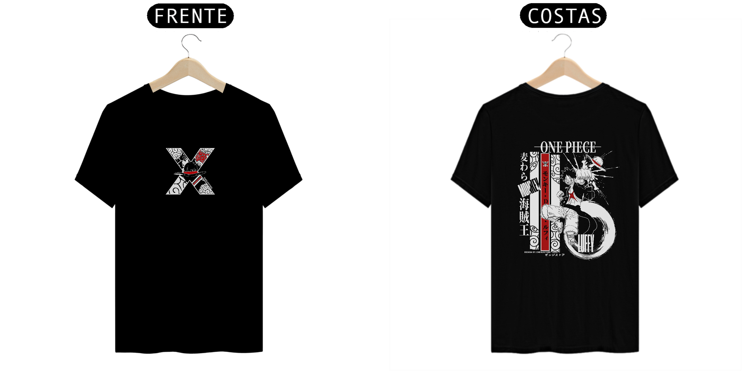 Camiseta One Piece frente e verso - Monkey D Luffy dark colors