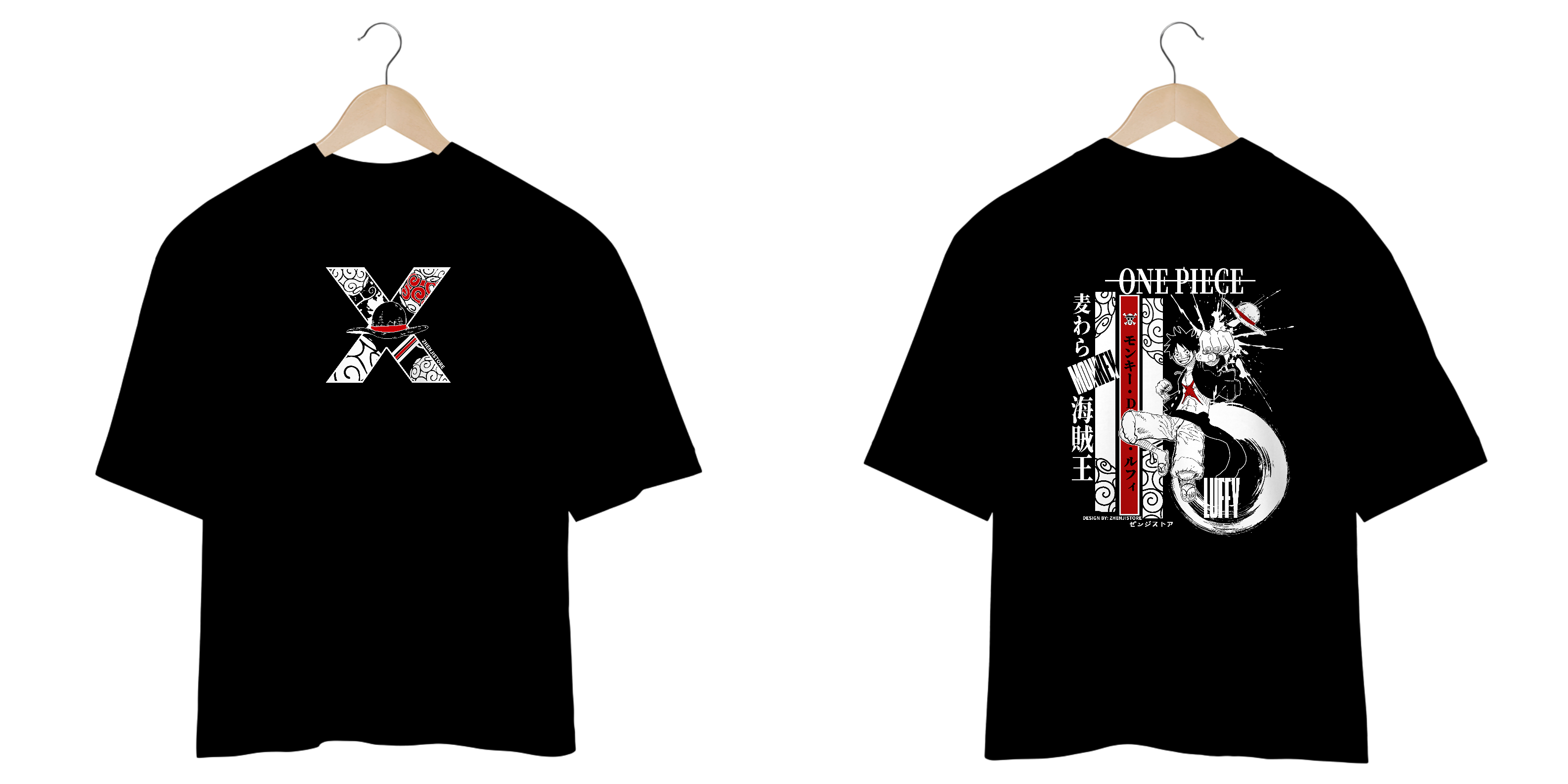 Oversize One Piece frente e verso - Monkey D Luffy dark color