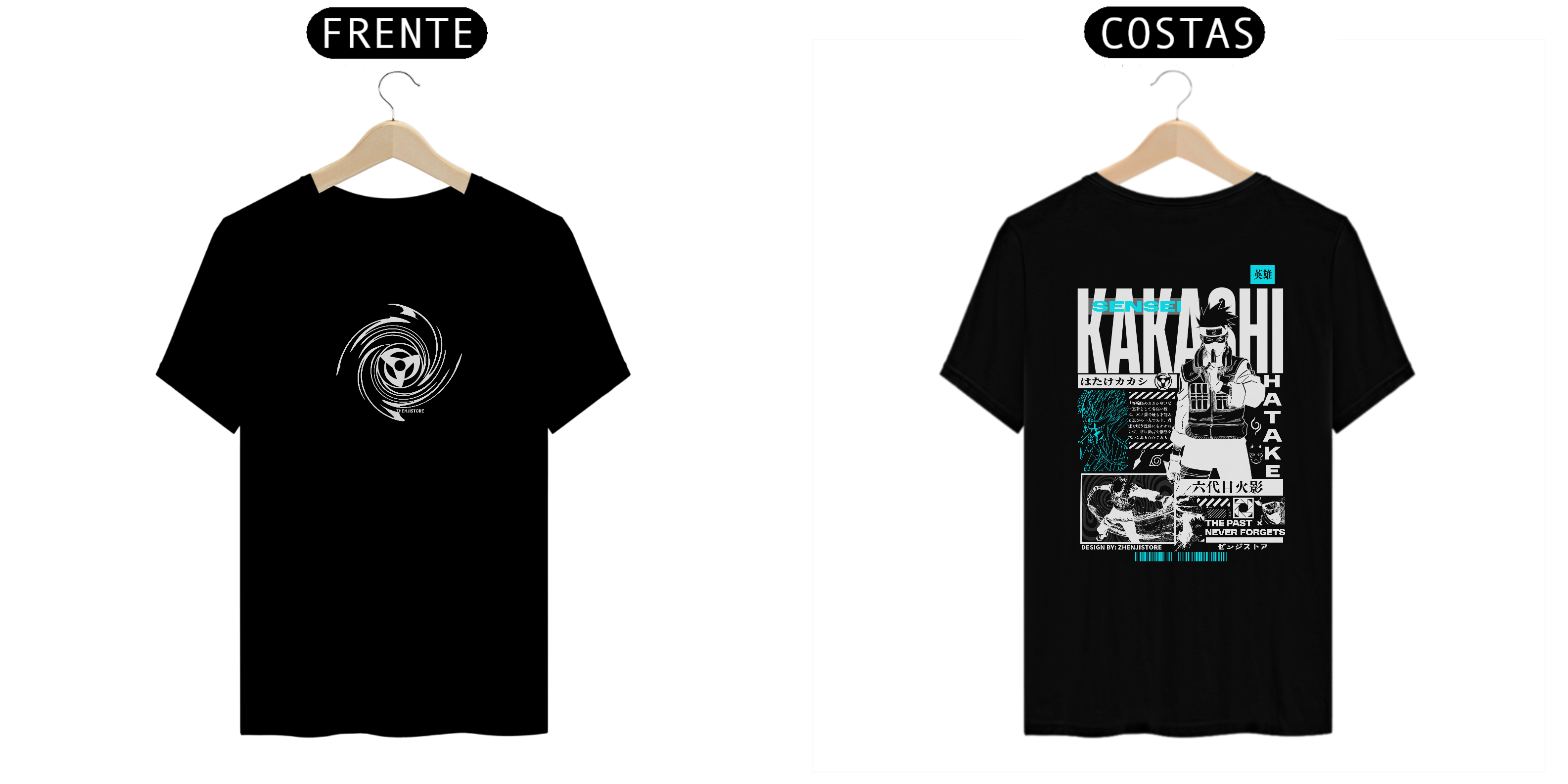 Camiseta Naruto frente e verso - Kakashi Hatake dark colors