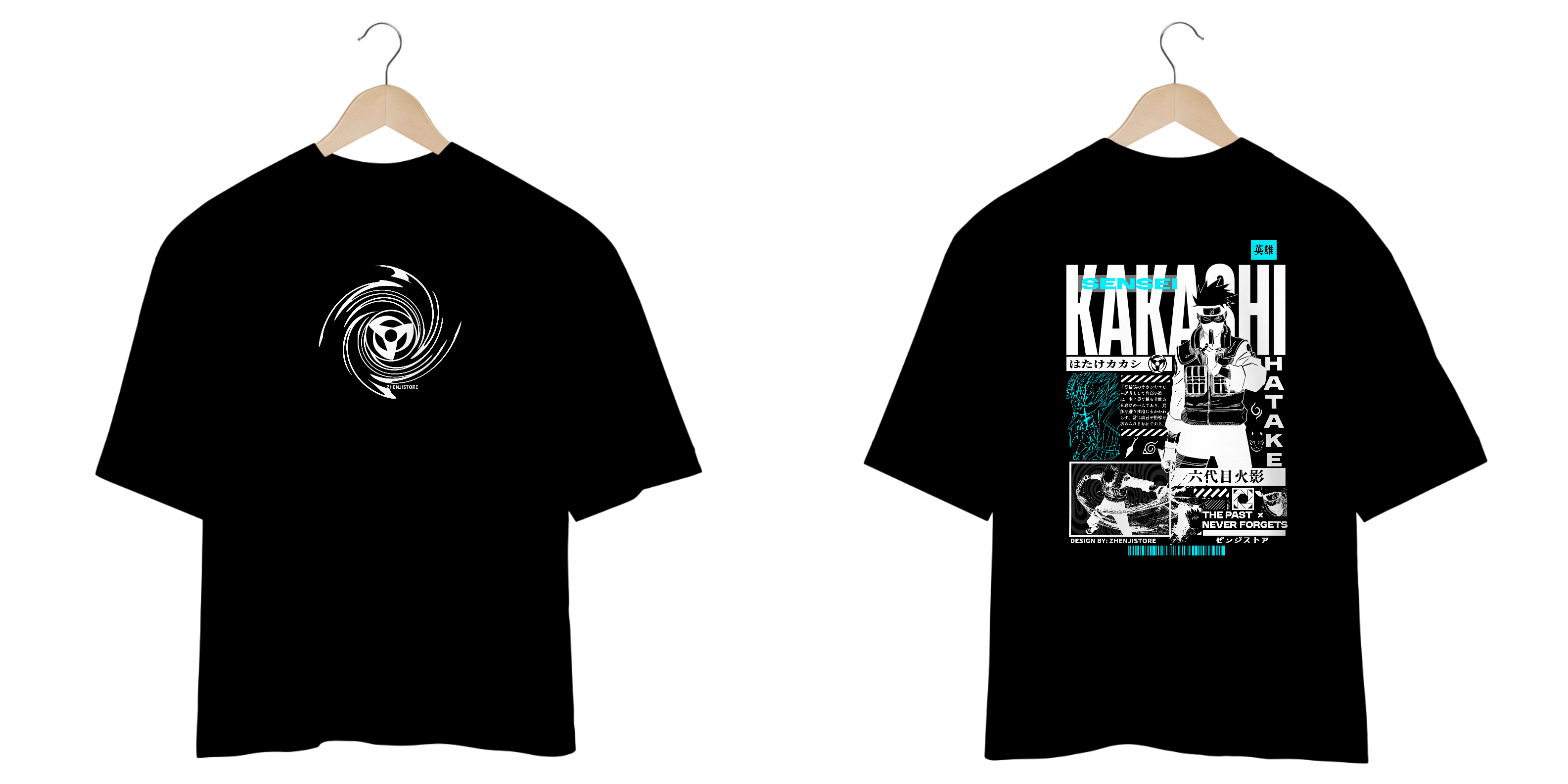 Oversize Naruto frente e verso - Kakashi Hatake dark color