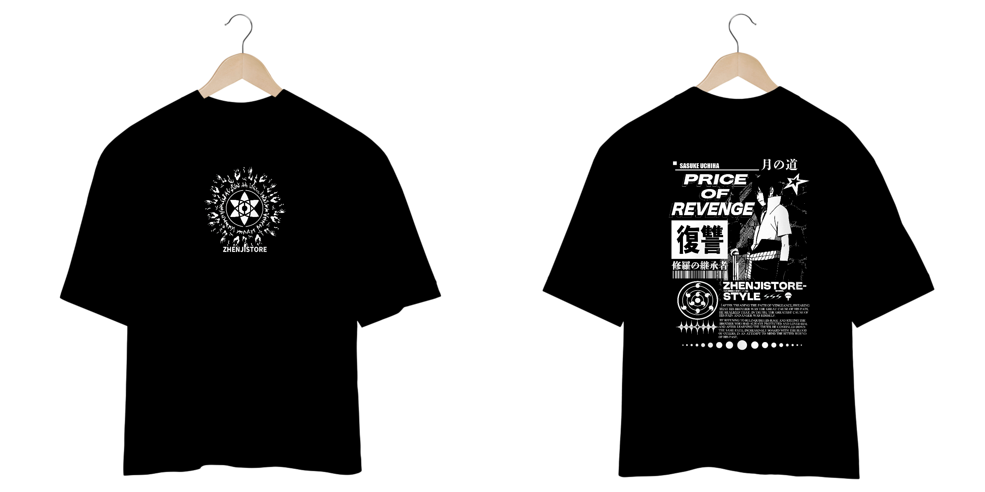 Oversize Naruto frente e verso - Sasuke Uchiha Dark Colors