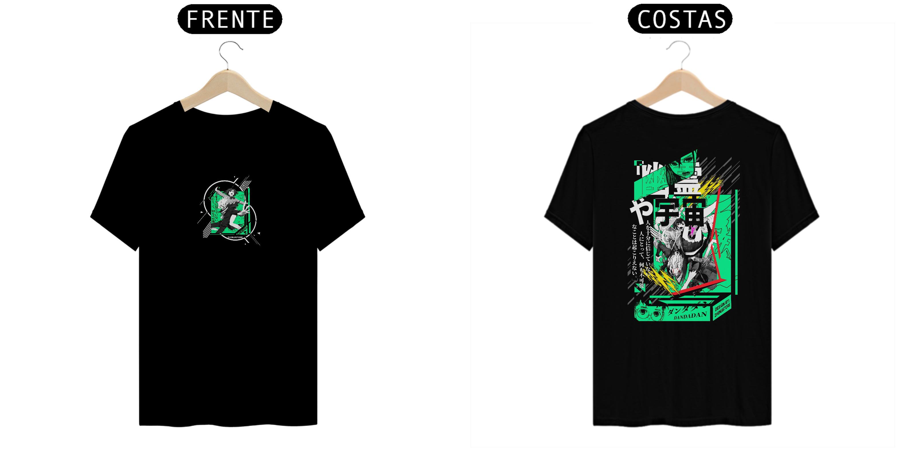 Camiseta Dandadan frente e verso dark colors