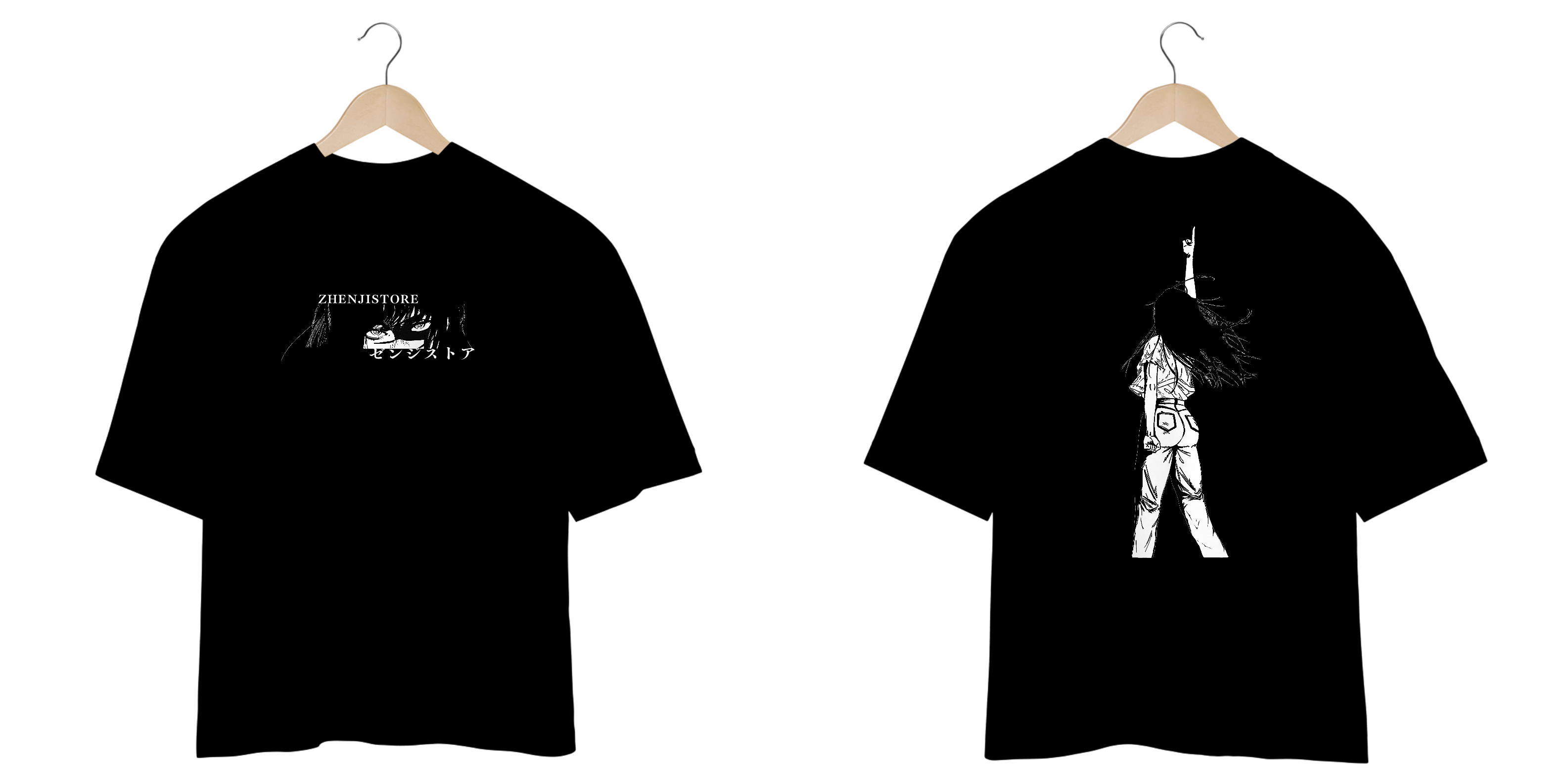 Oversize Chainsawman frente e verso- Yoru Minimalist dark colors