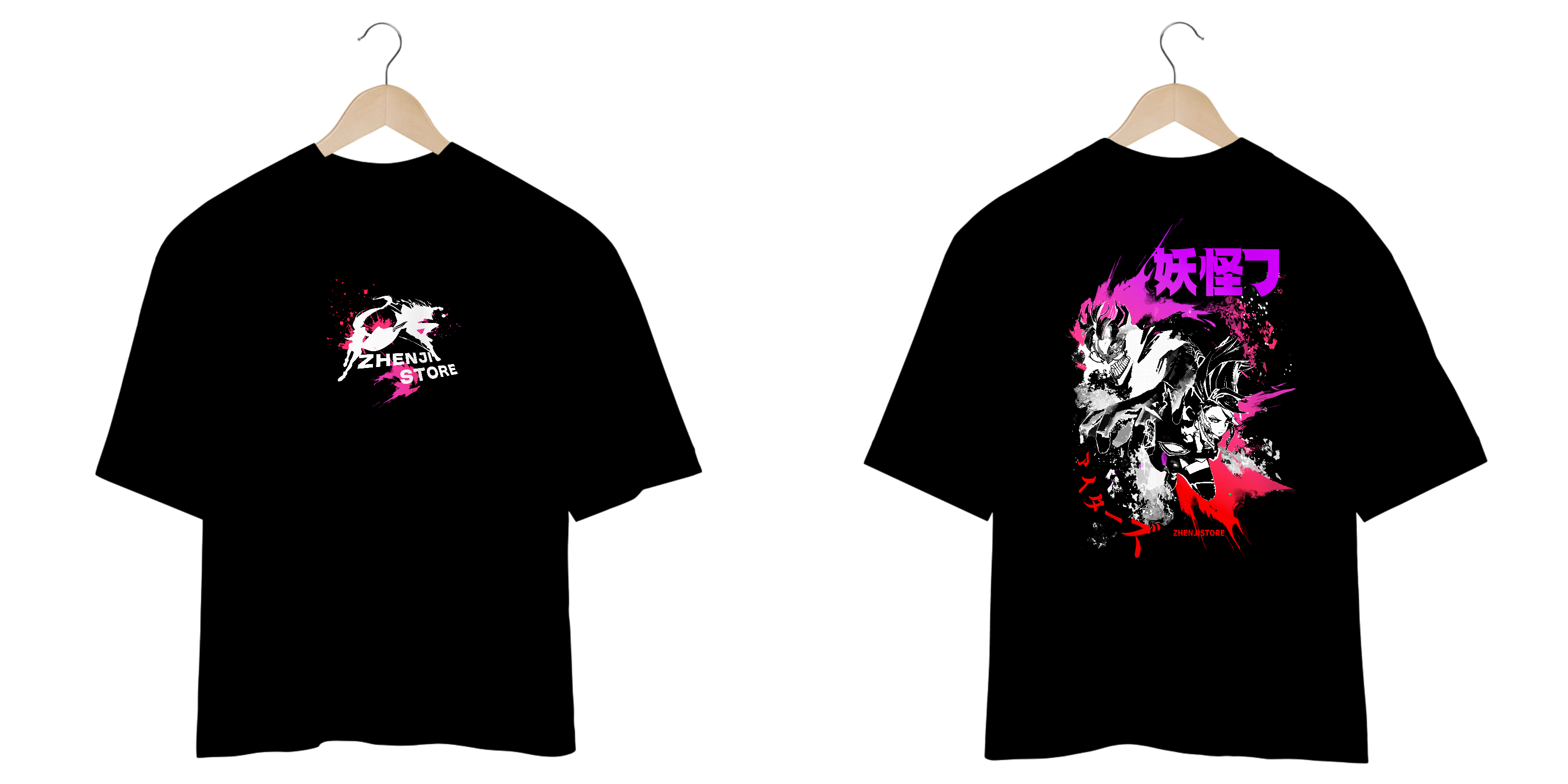 Oversize frente e verso Yokai Team - dark color