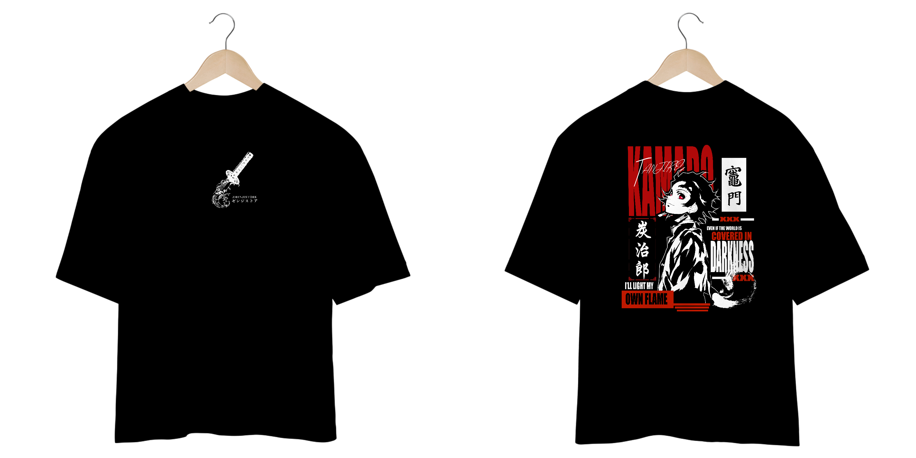 Oversize frente e verso Tanjiro Slayer dark color