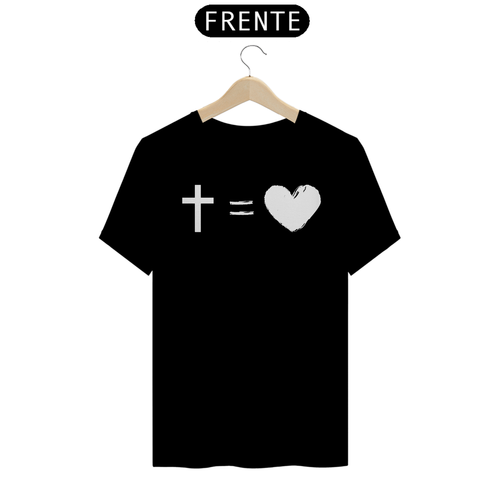 Nome do produto: Camiseta Frases - CRUZ = AMOR - Estampa Branca