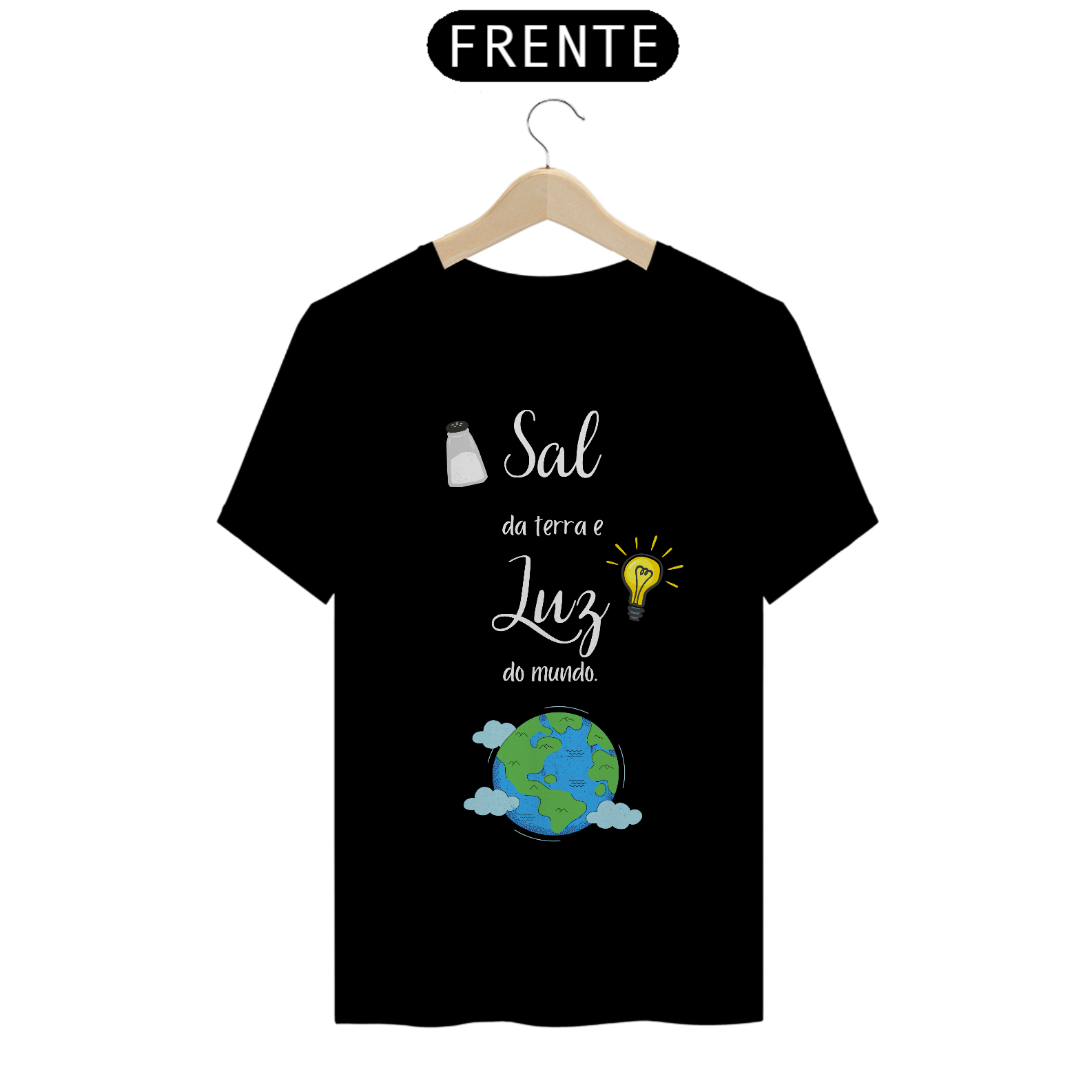 Nome do produto: Camiseta Frases - Sal e Luz - Estampa Branca