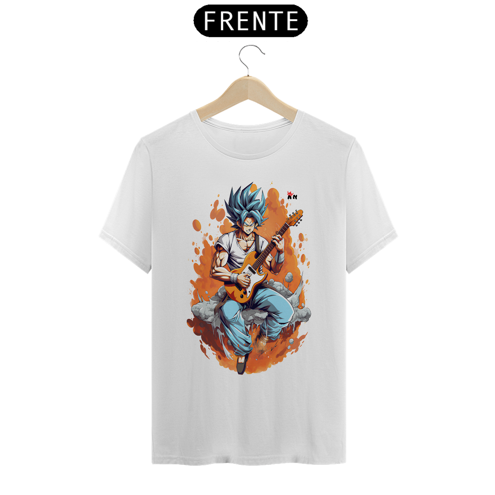 Nome do produto: T-shirt Quality - Goku Azul Guitar