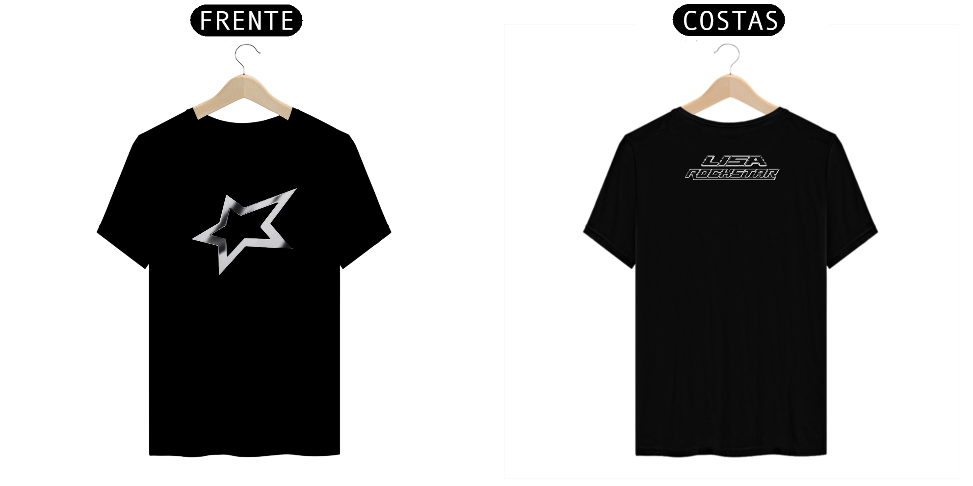 Nome do produto: Camiseta Lisa Rockstar (frente/verso)