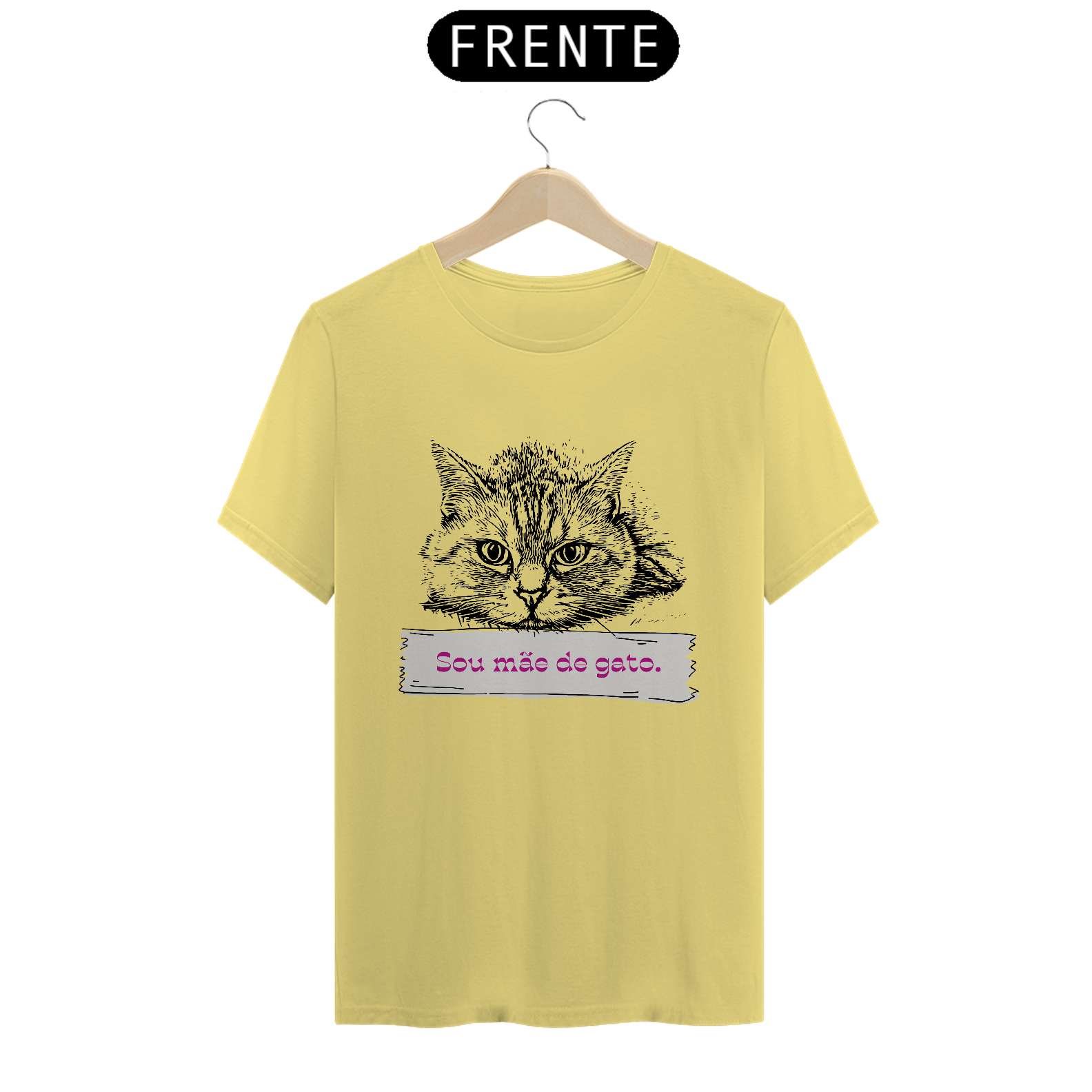 Nome do produto: CAMISETA T-SHIRT ESTONADA, FRASES SOU MÃE DE GATO