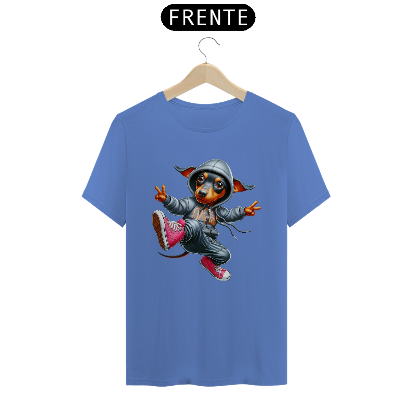 Nome do produto: CAMISETA T-SHIRT ESTONADA, DOG PINSCHER STYLISH