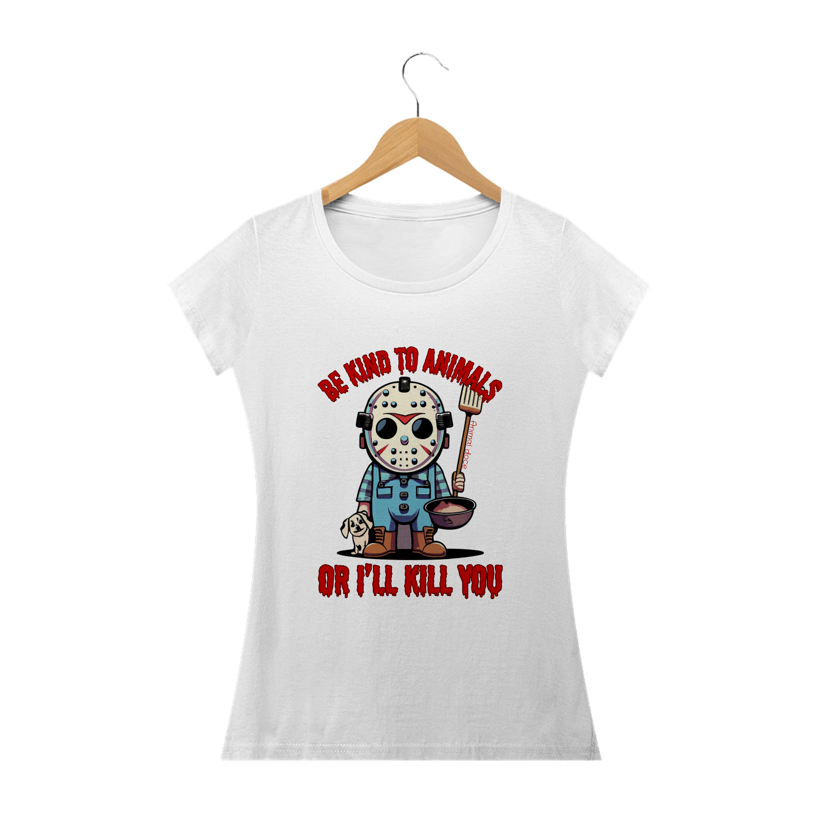 Nome do produto: CAMISETA BABY LONG QUALITY DOG, JASON BE KIND SEXTA FEIRA 13