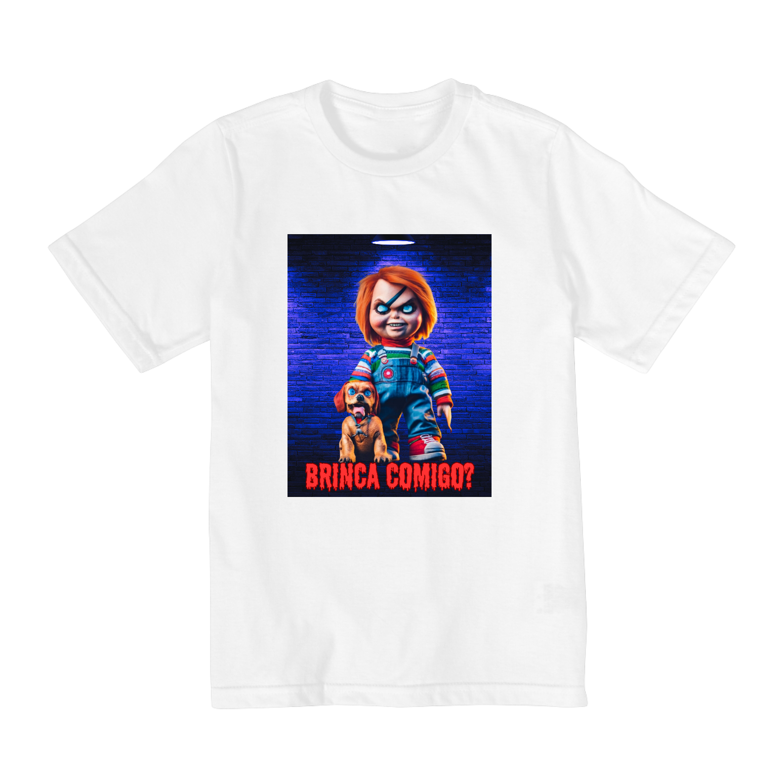 Nome do produto: CAMISETA QUALITY INFANTIL, CHUCKY  BRINCA COMIGO-10 A 14 ANOS 